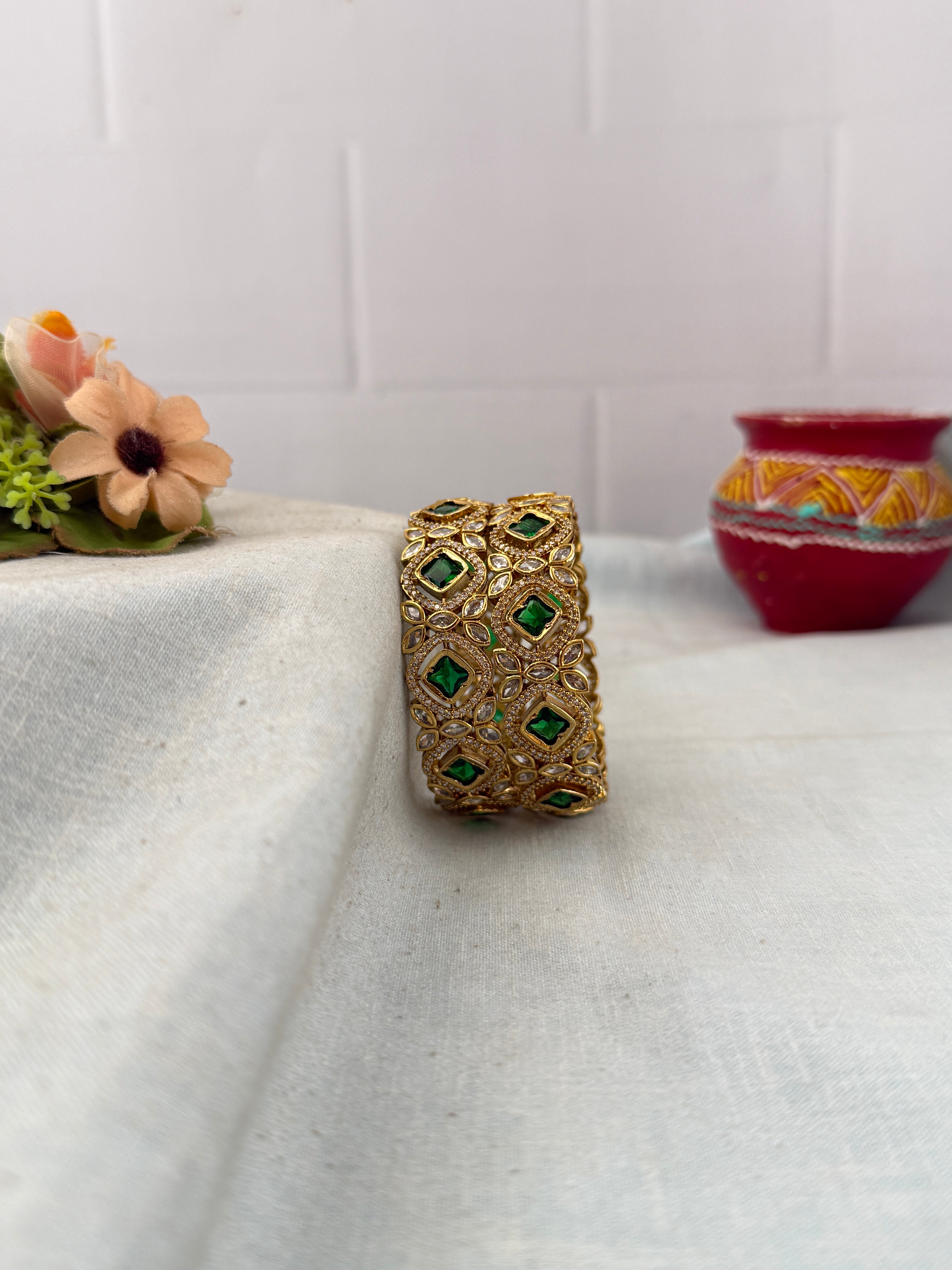 Antique temple style bridal bangles for women by Mahila