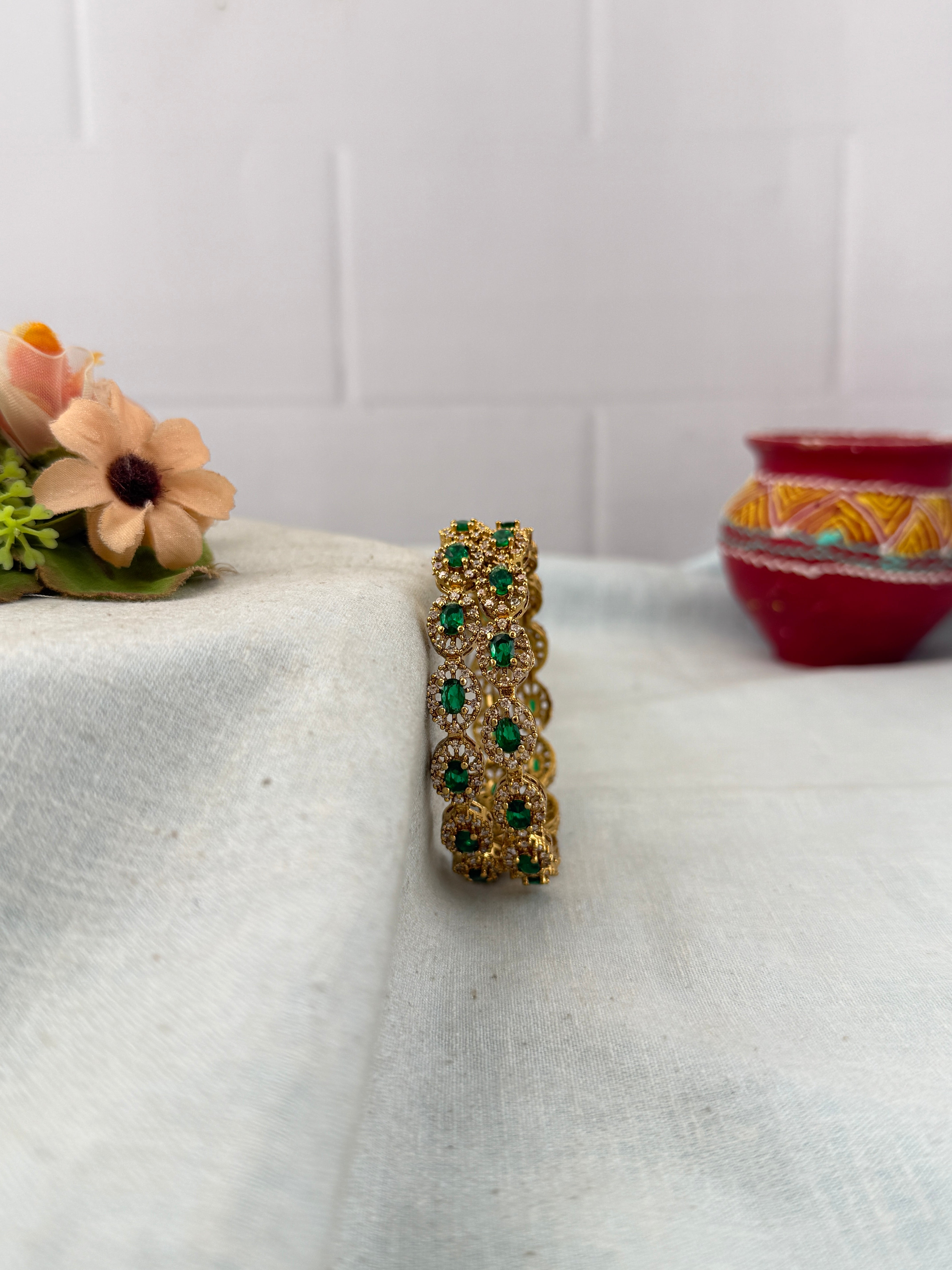 Antique temple style bridal bangles for women by Mahila