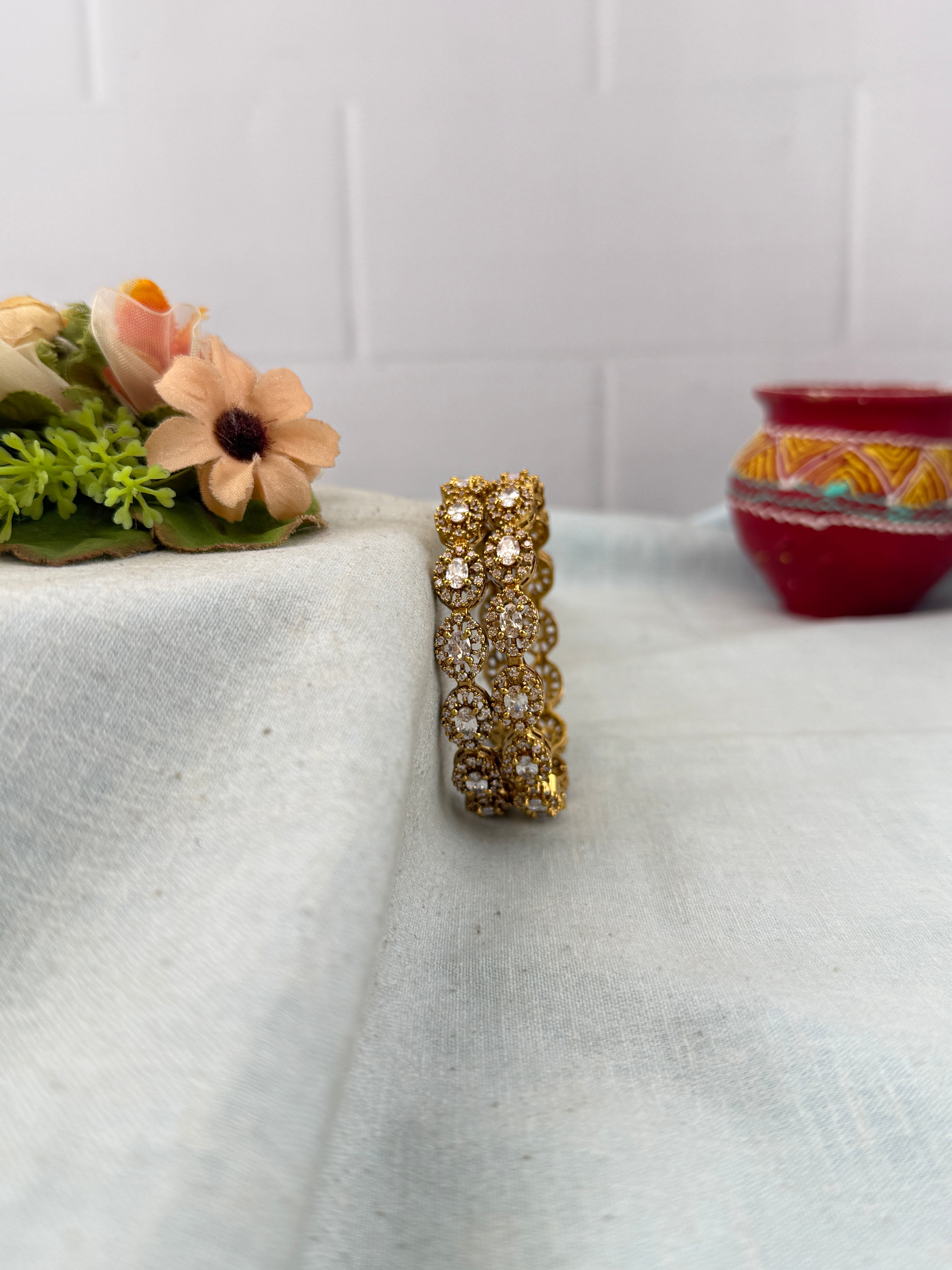 Antique temple style bridal bangles for women by Mahila