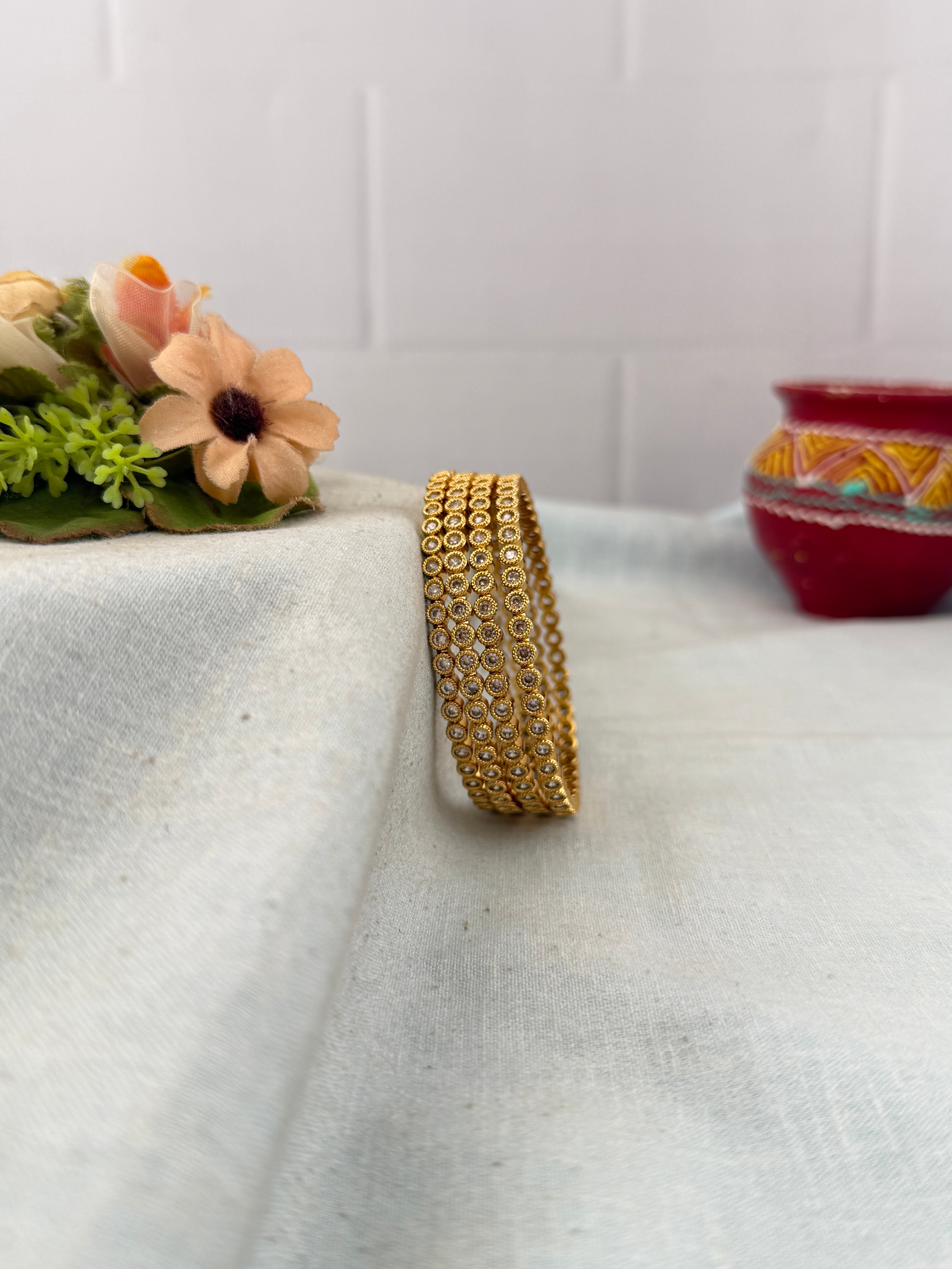 Antique temple style bridal bangles for women by Mahila