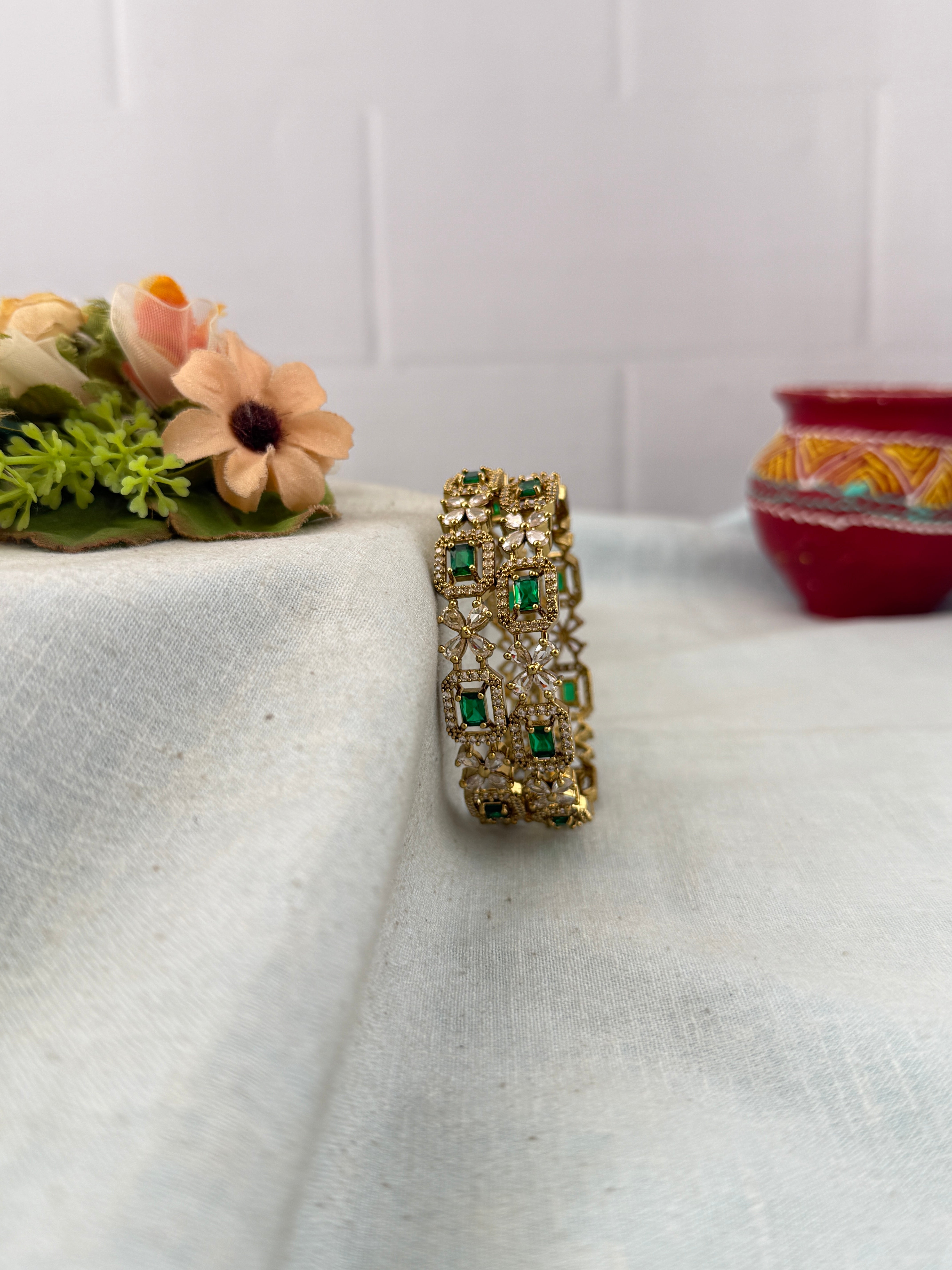 Antique temple style bridal bangles for women by Mahila