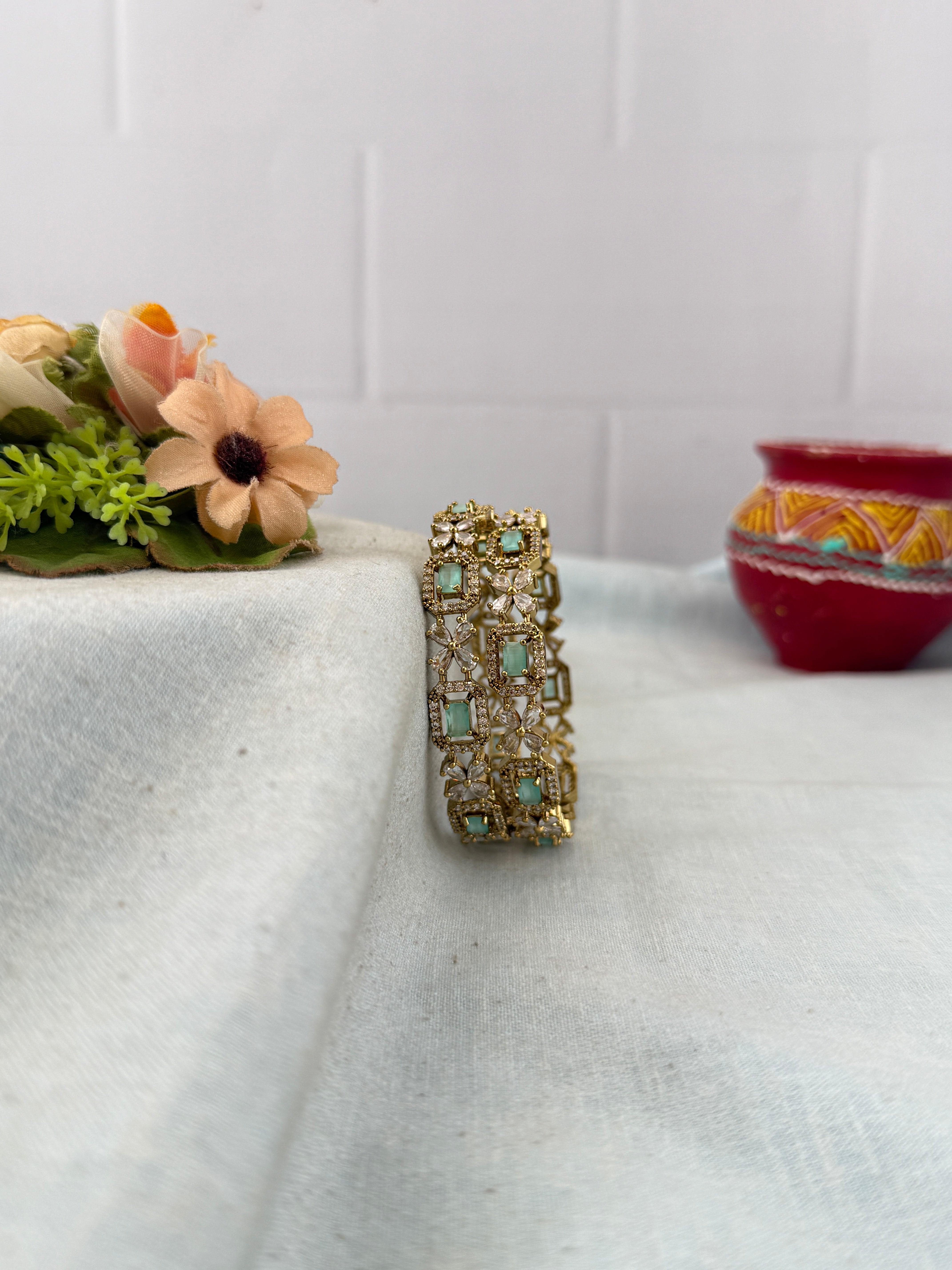 Antique temple style bridal bangles for women by Mahila