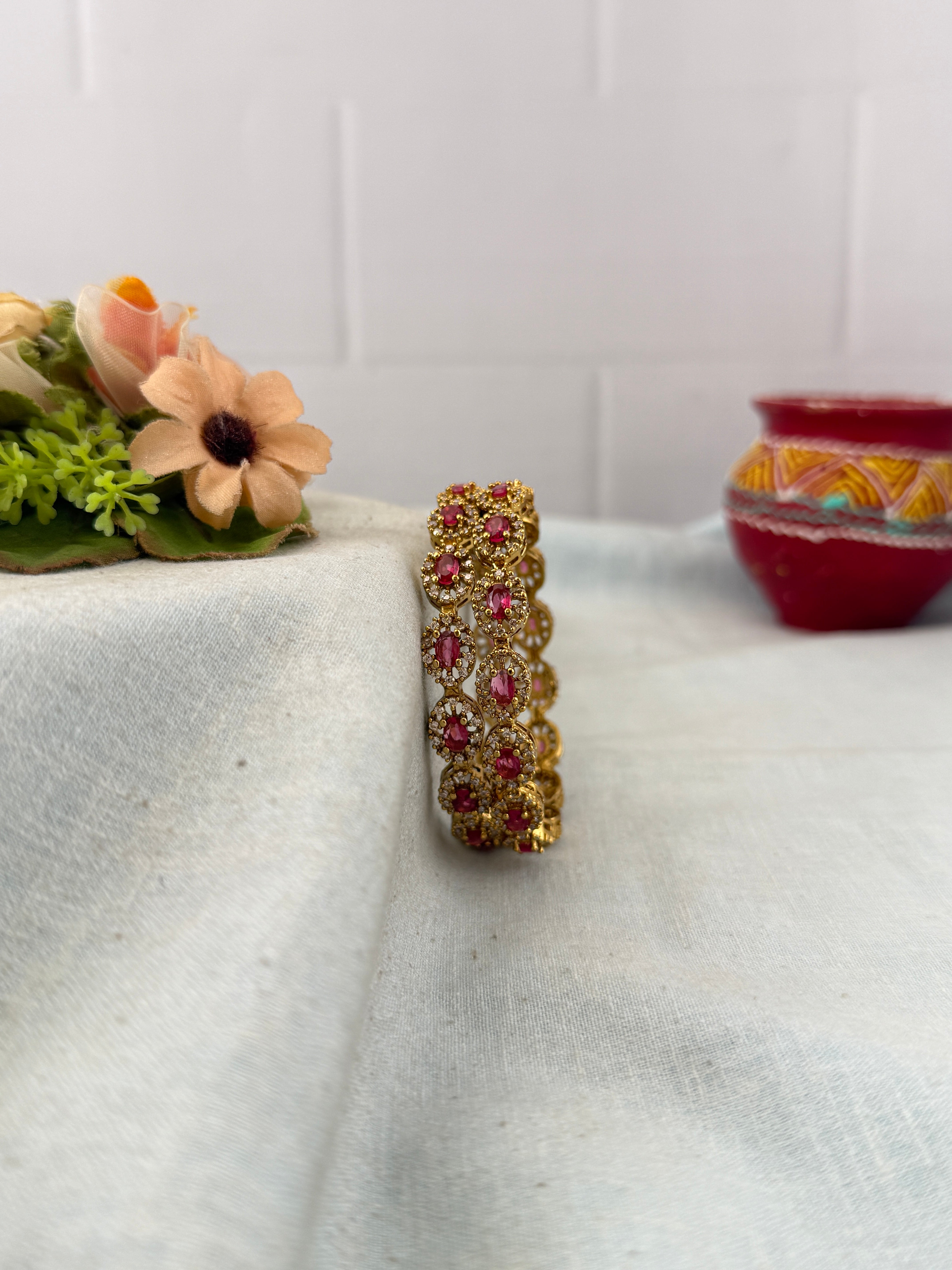 Antique temple style bridal bangles for women by Mahila