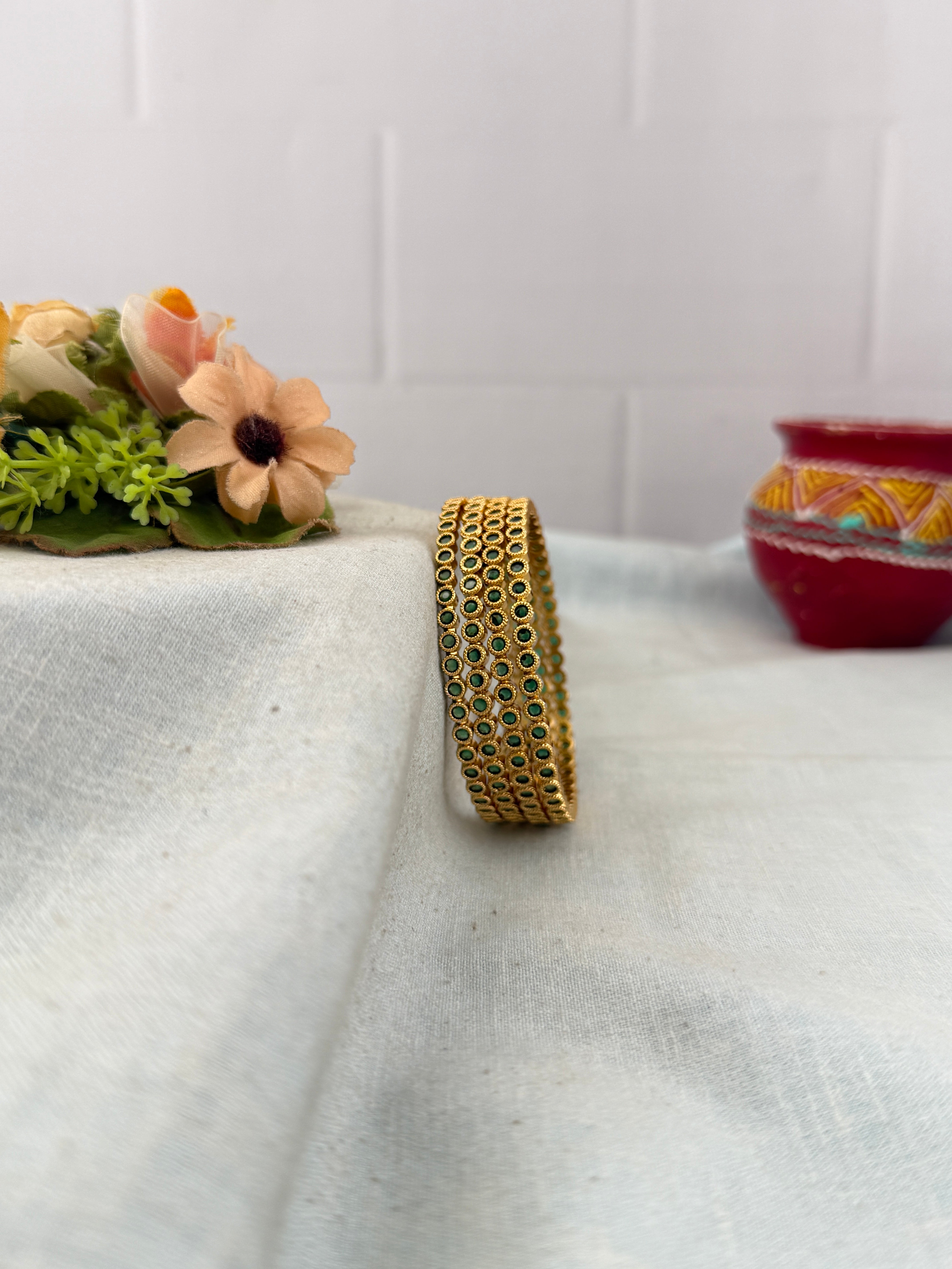 Antique temple style bridal bangles for women by Mahila