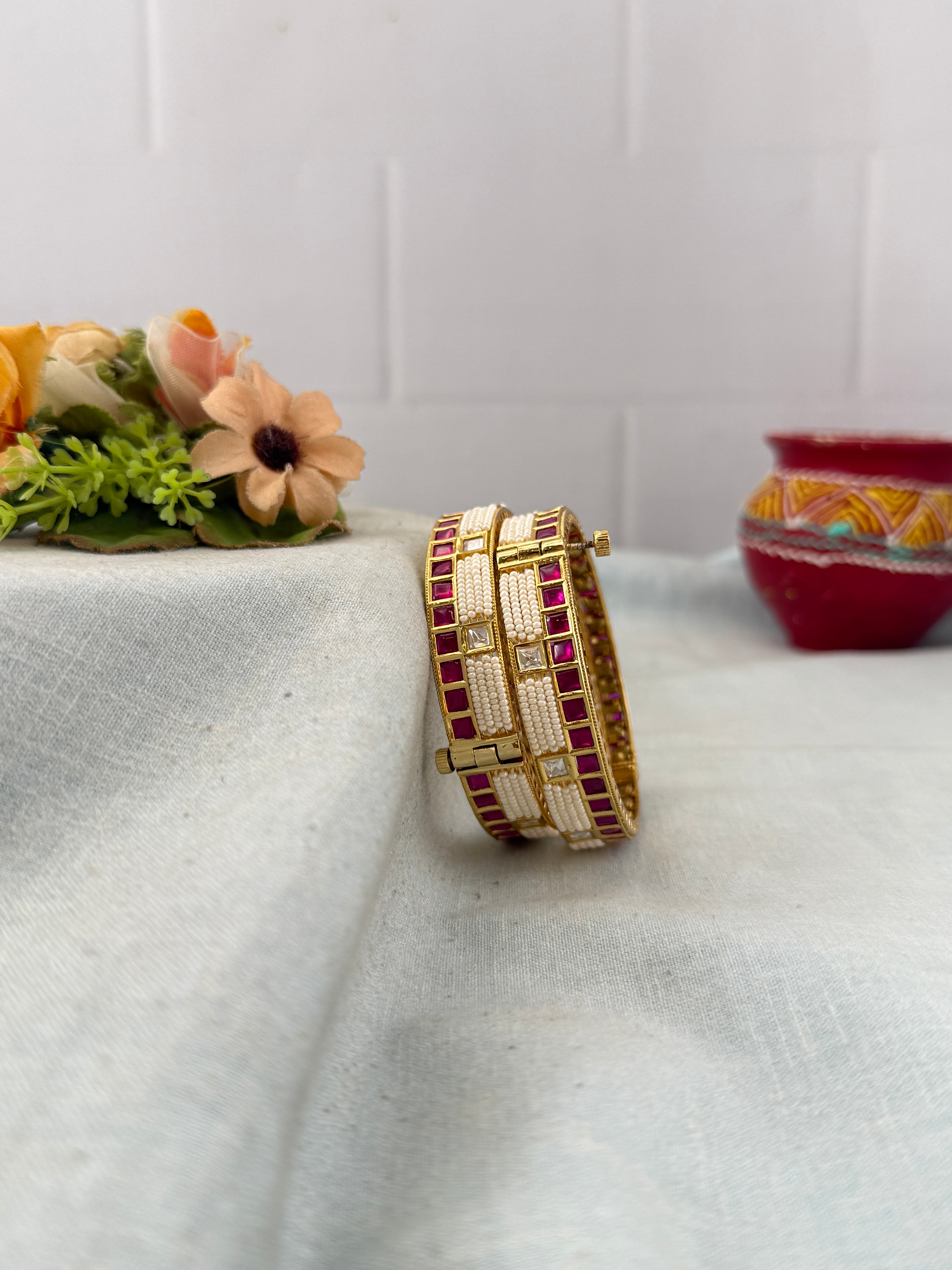 Antique temple style bridal bangles for women by Mahila