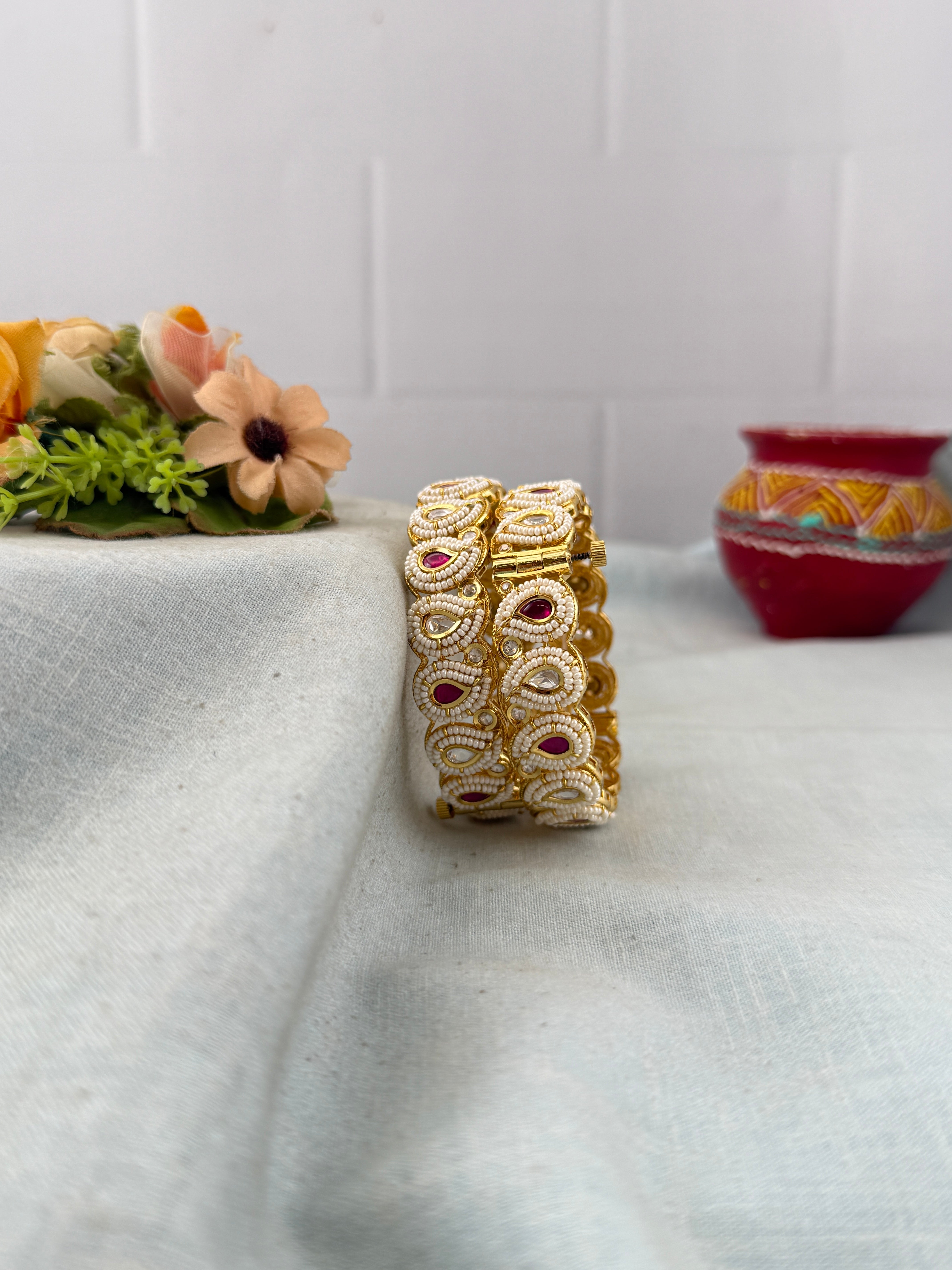 Antique temple style bridal bangles for women by Mahila