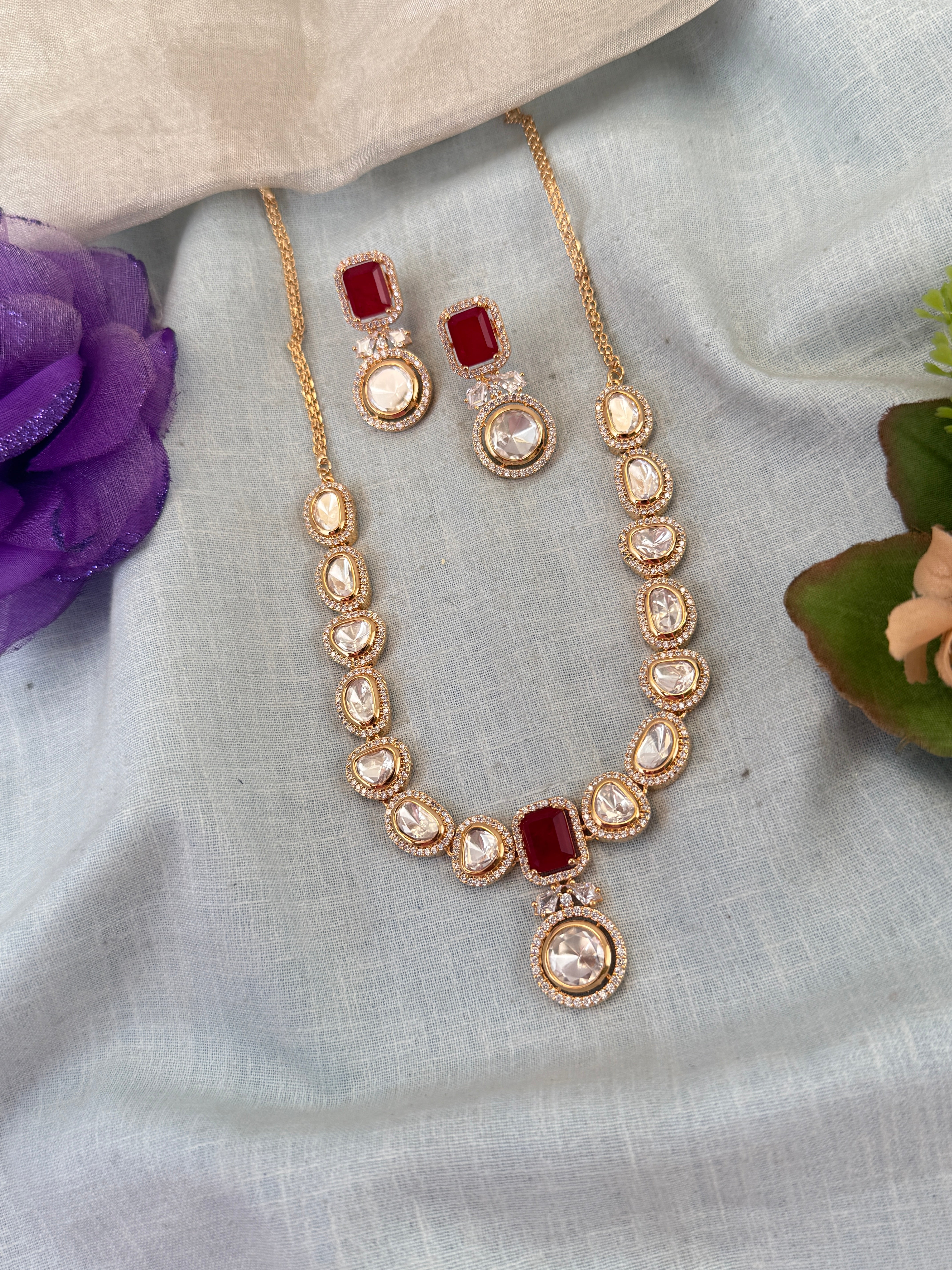 Luxurious Kundan Short Necklace Set 0724