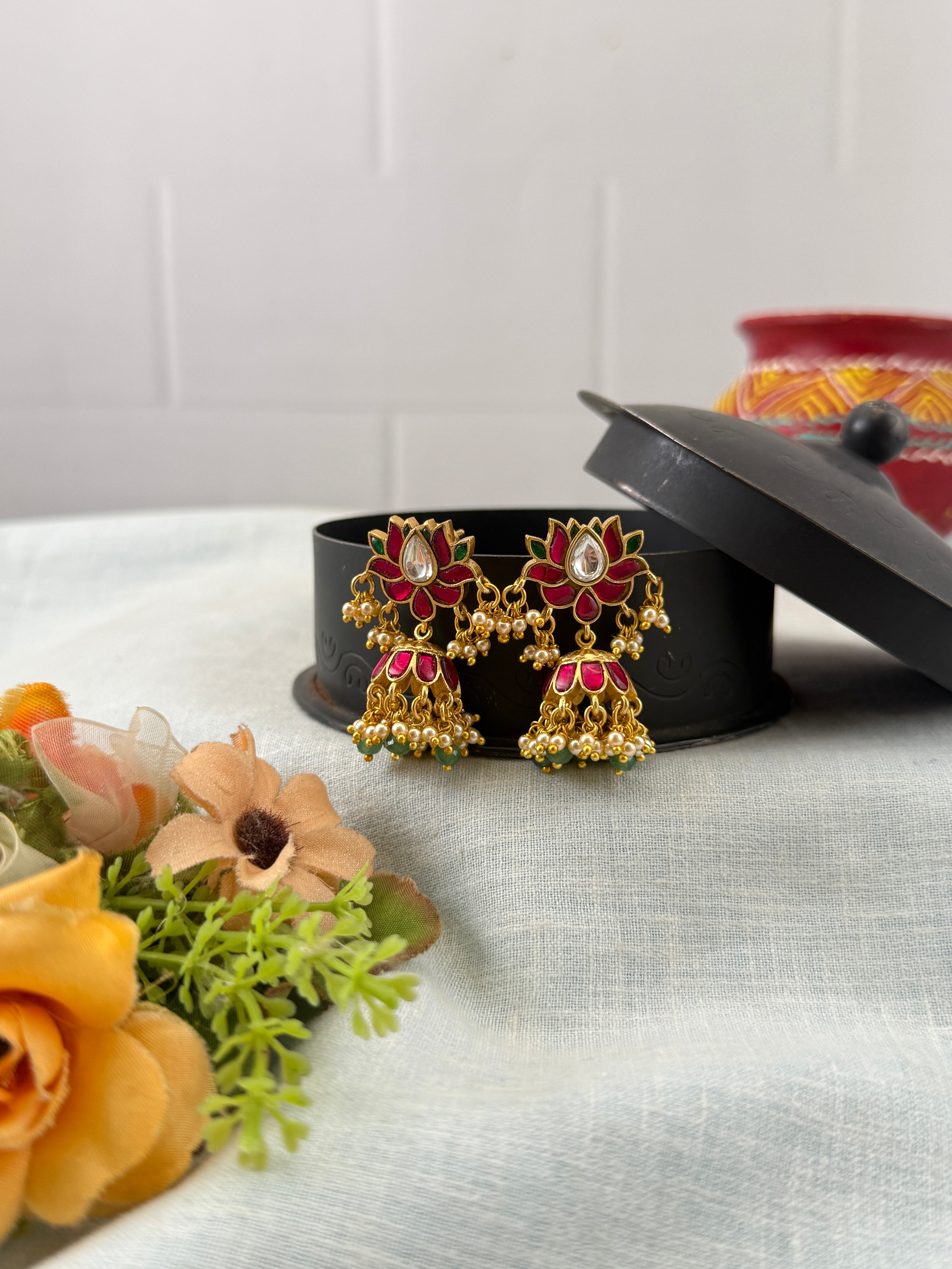 Jadau Kundan Jhumka Earrings E0192