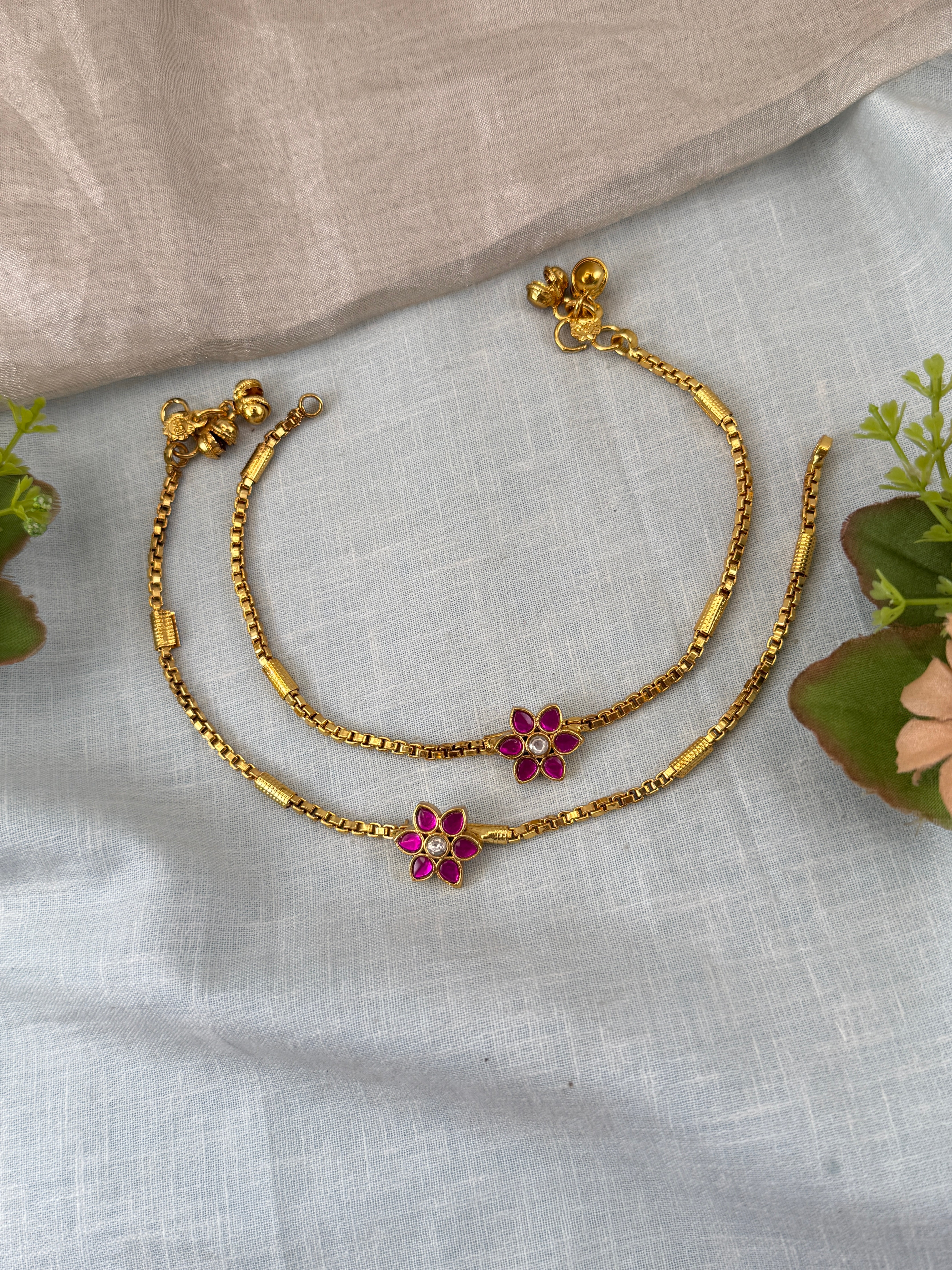 Jadau Kundan Anklet Payal A0003