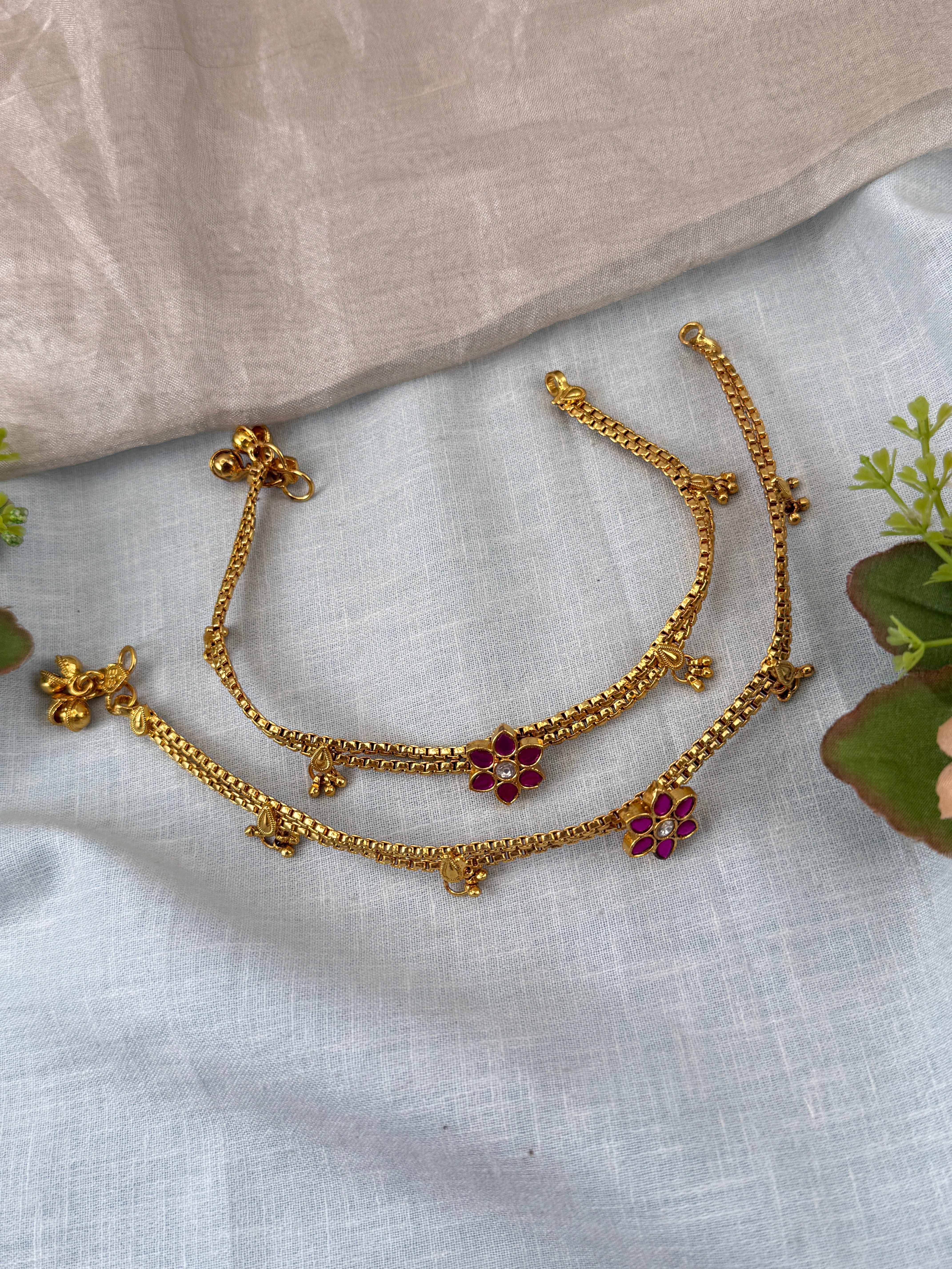 Jadau Kundan Anklet Payal A0004
