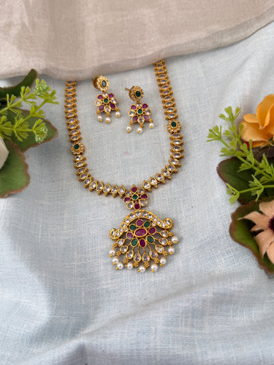 Antique Stone Necklace Set Short N0418