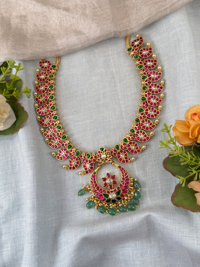 Jadau Kundan Necklace Mango Short Premium Set N0401