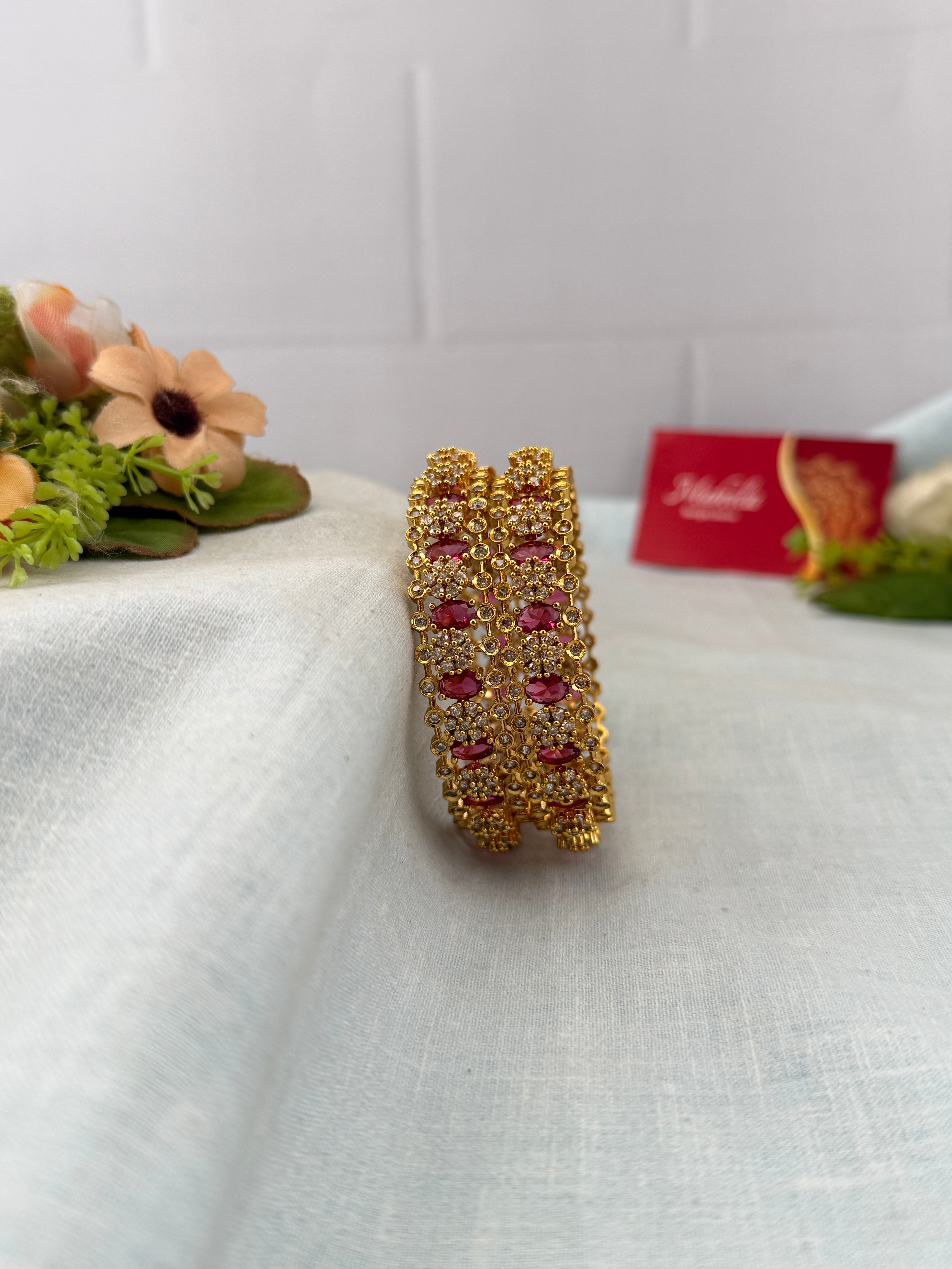 Antique temple style bridal bangles for women by Mahila