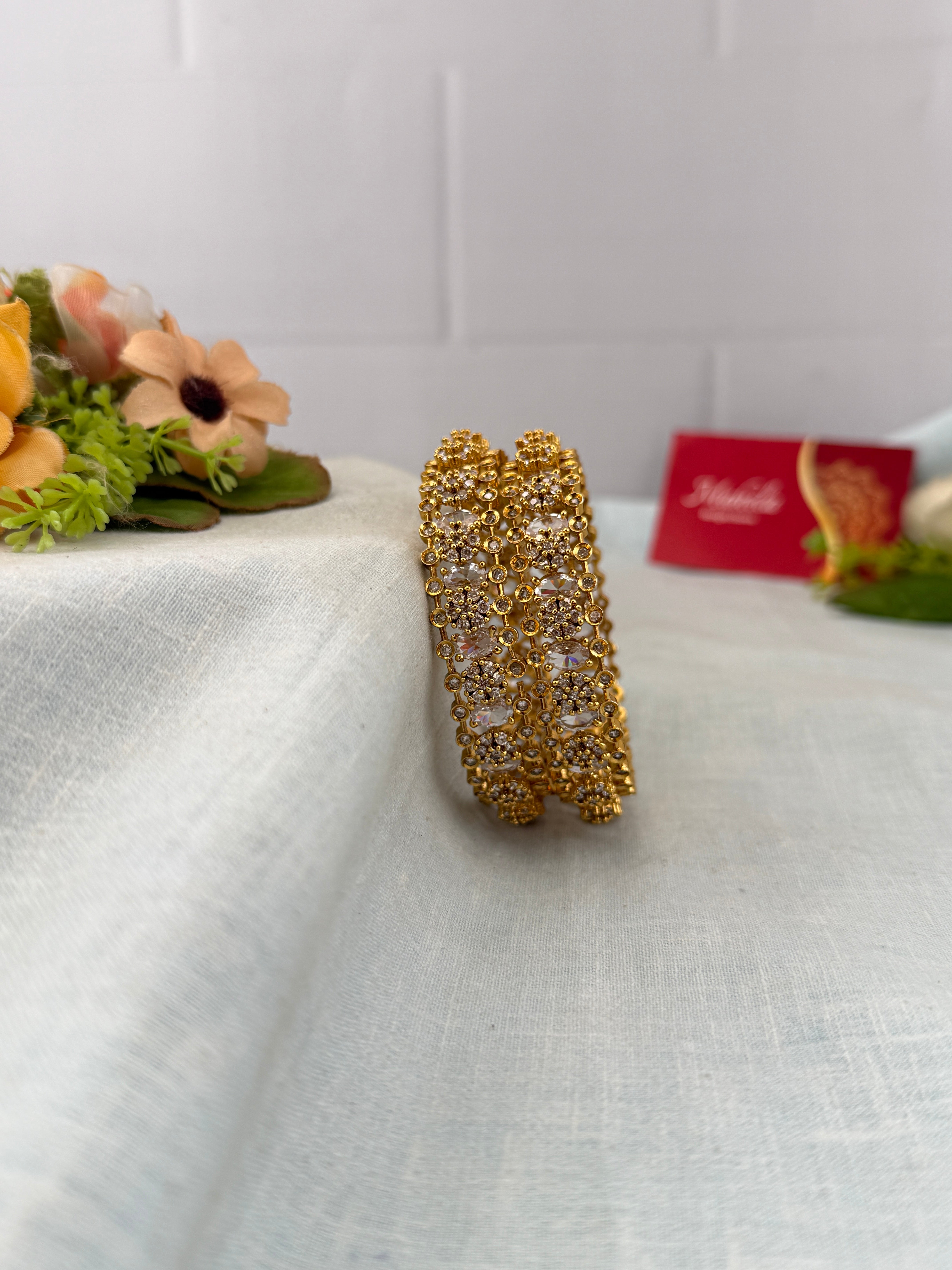 Antique temple style bridal bangles for women by Mahila