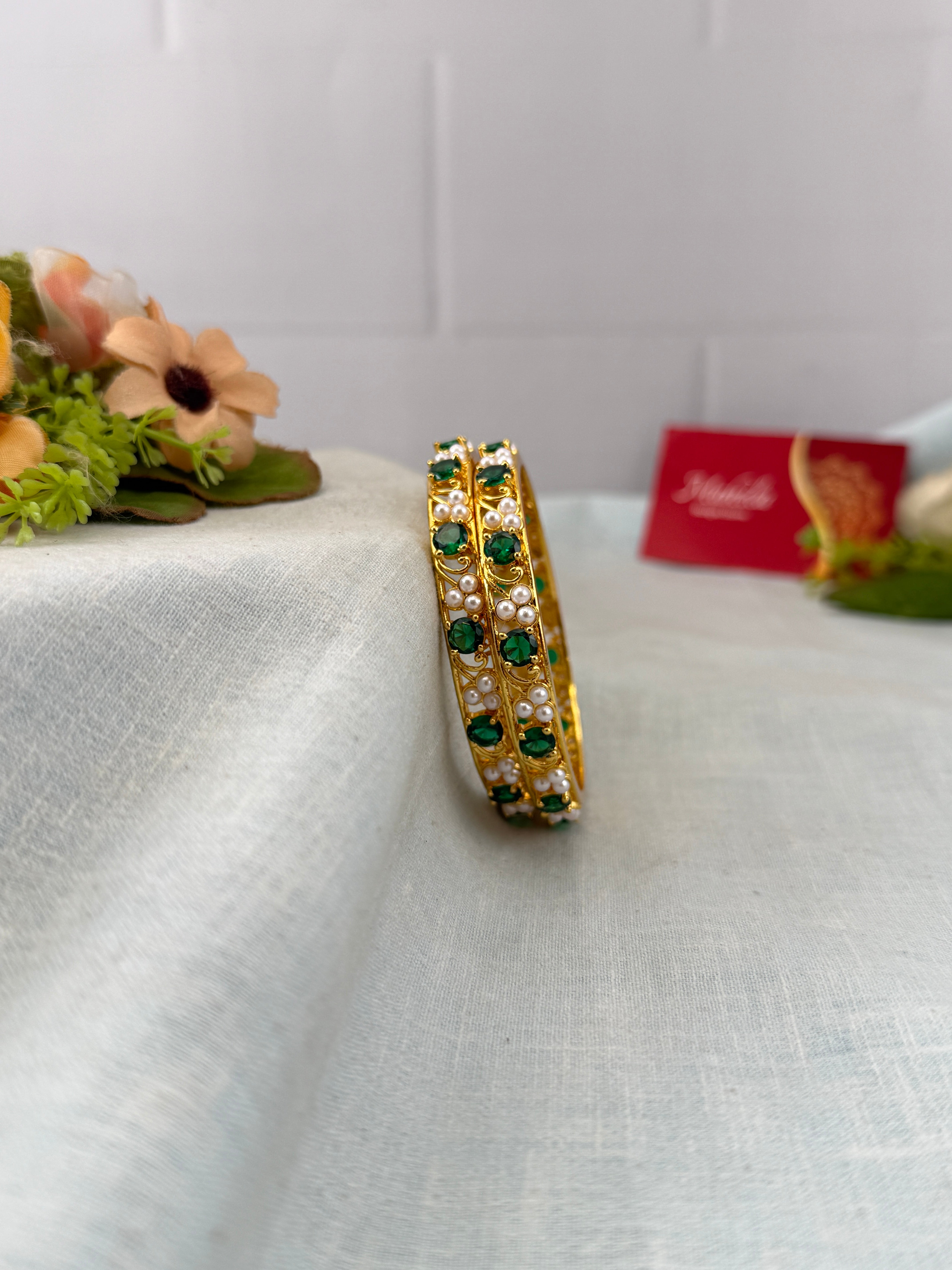 Antique temple style bridal bangles for women by Mahila