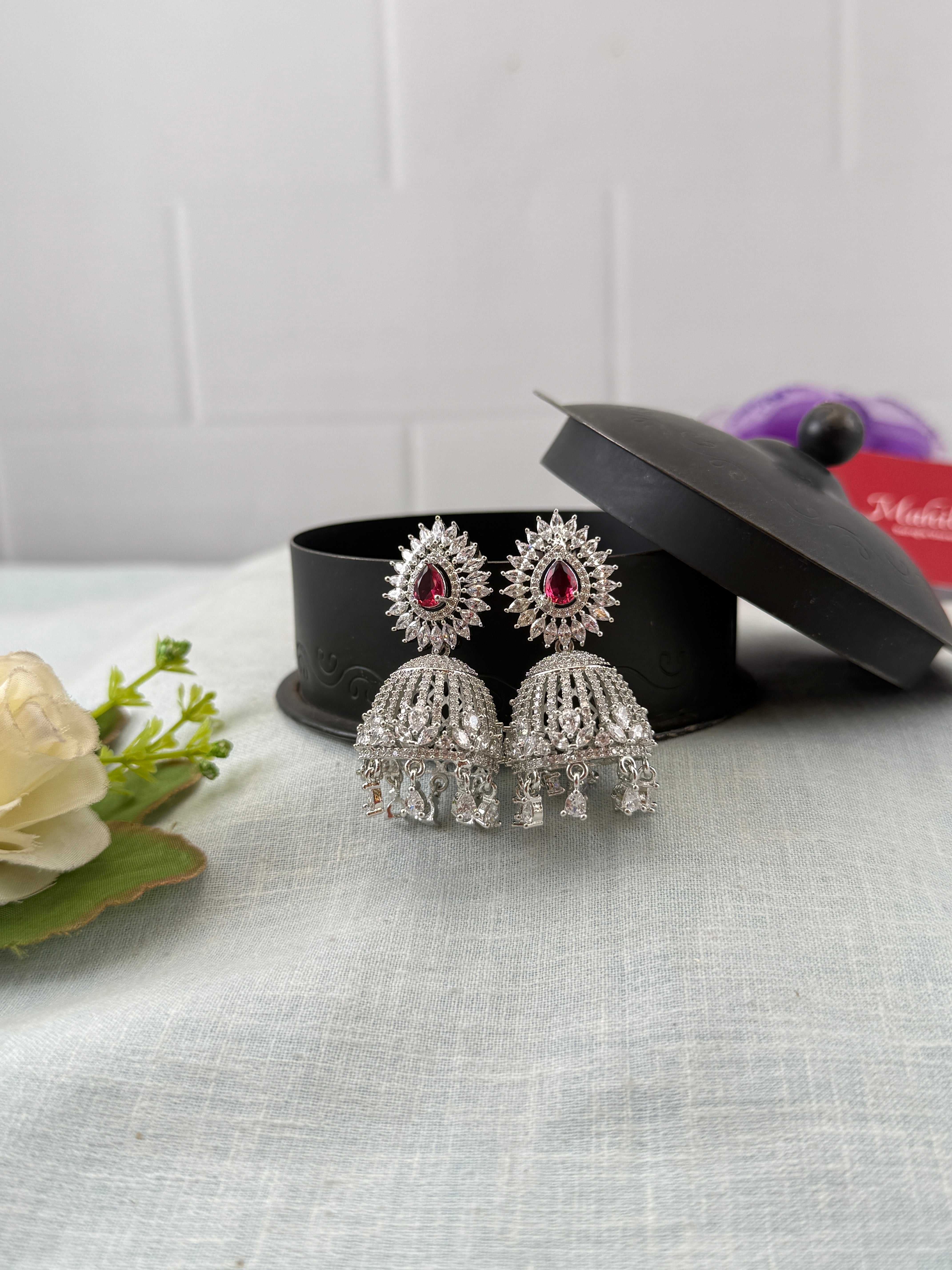 Zircon Stone Jhumkas | E0221 B