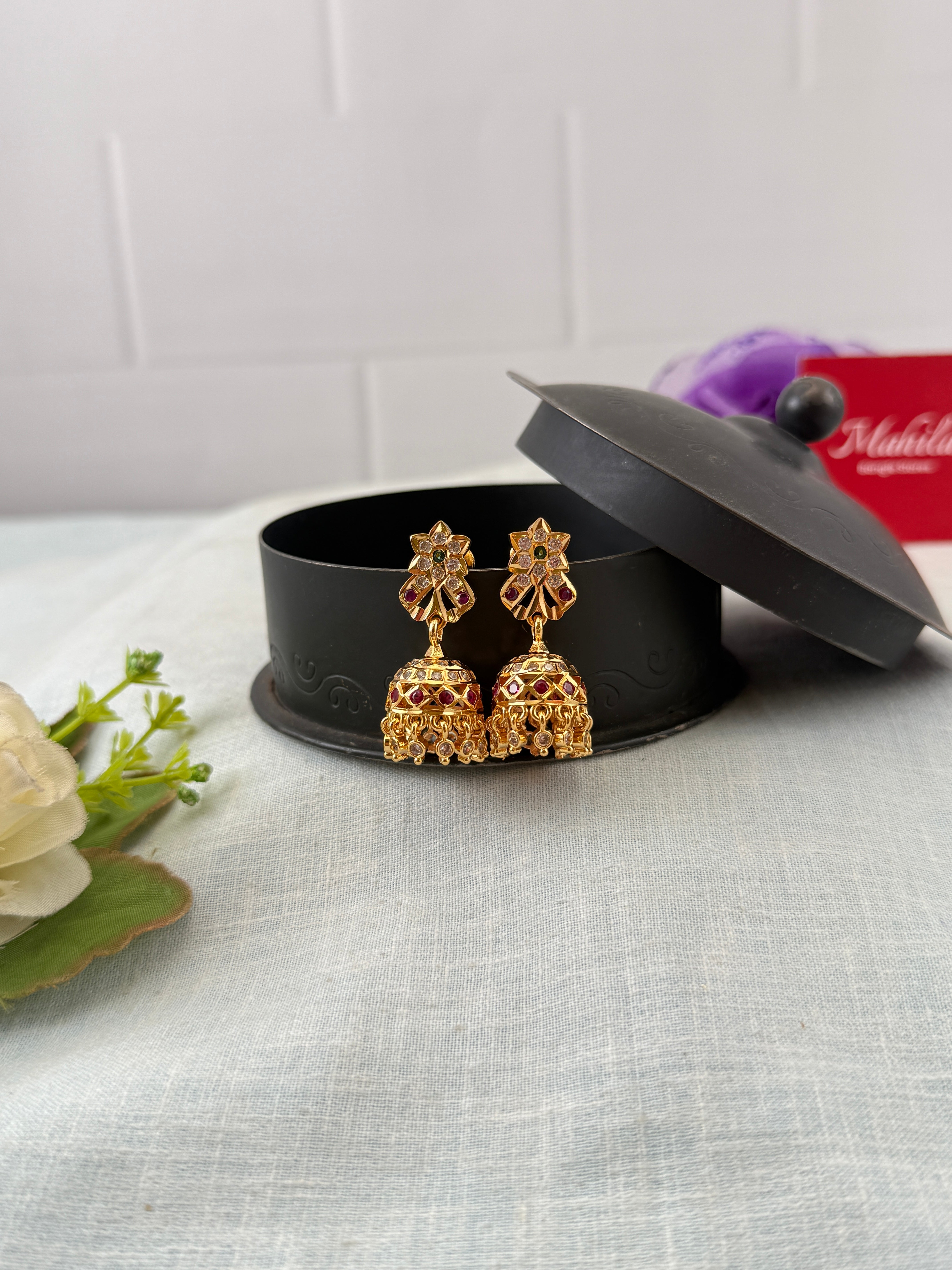 Antique Stone Jhumka | E0219 A