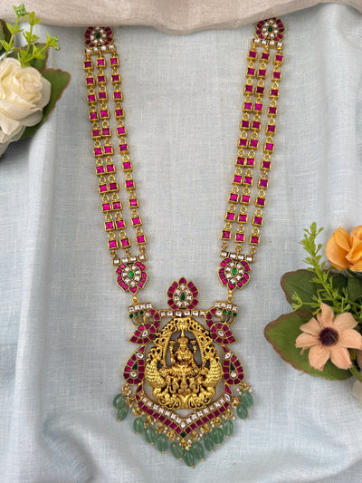 Jadau Kundan Layer Pendant Premium Long Necklace Set | N0408
