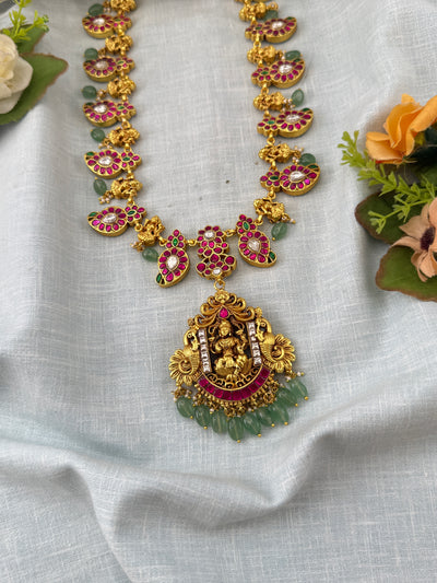 Jadau Kundan Necklace Reversible Mango Mid Long Luxury Set | N0412