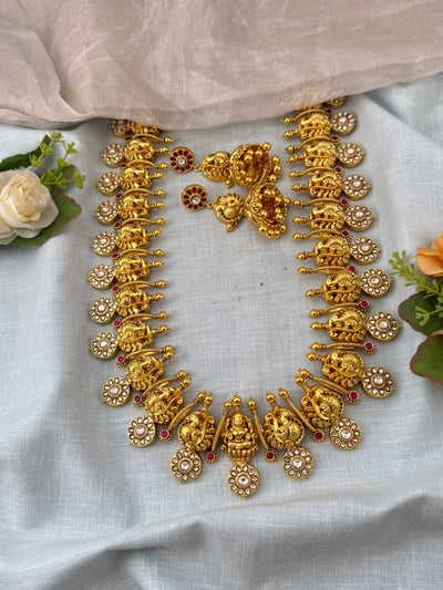 Jadau Kundan Bottumala Premium Long Necklace Set | N0410 A