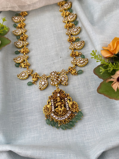 Jadau Kundan Necklace Reversible Mango Mid Long Luxury Set | N0411