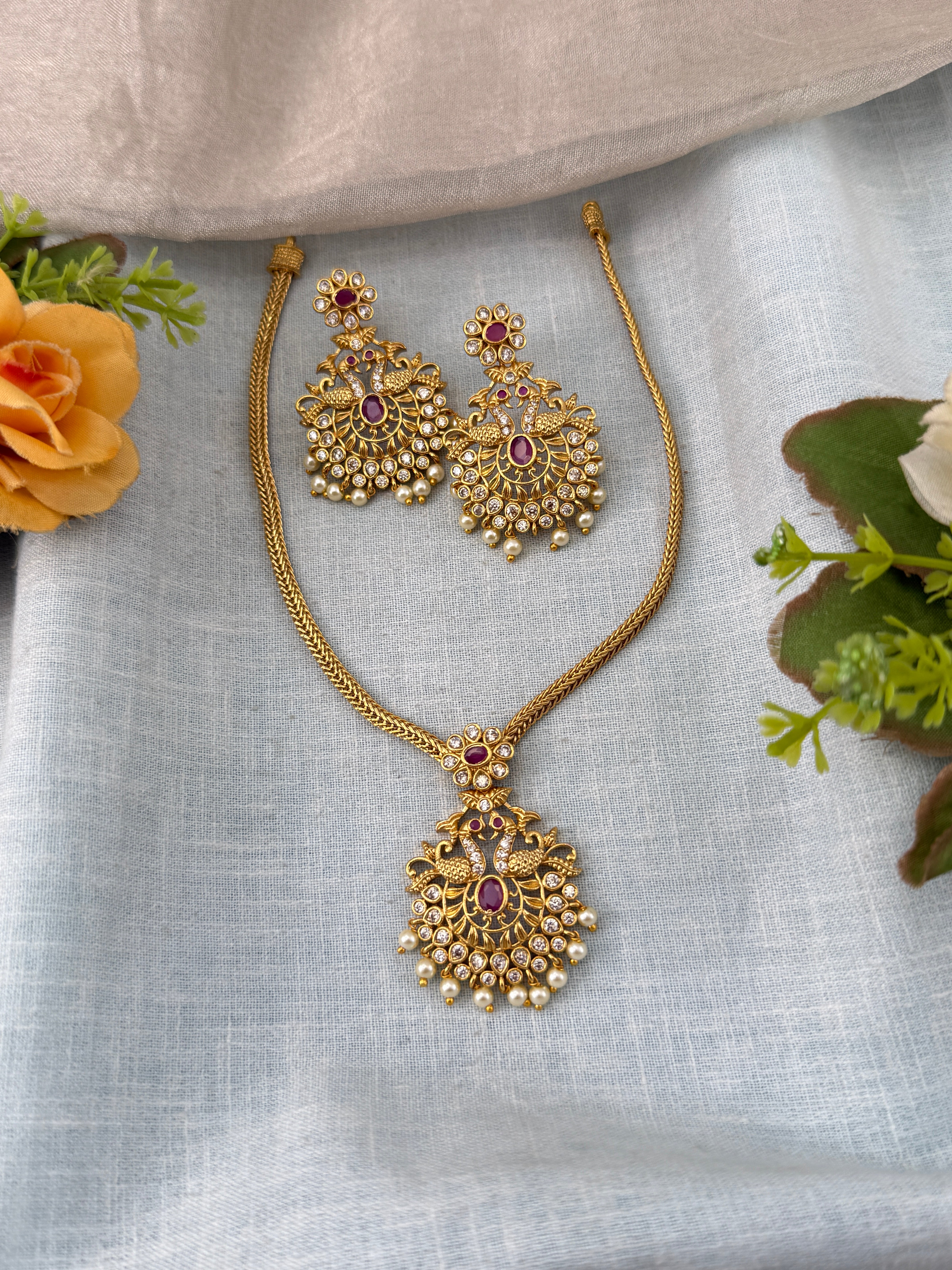 Antique Necklace Simple Pendant Set | N0428 A