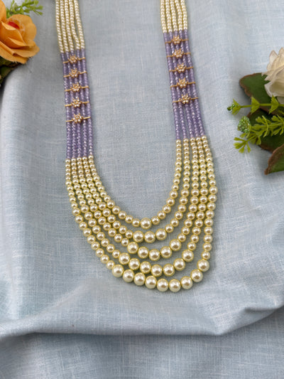 Antique Pearl Layers Long Necklace Set | N0445 B