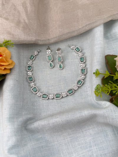 White Stone Necklace in Choker Short Designer Style | N0430 A
