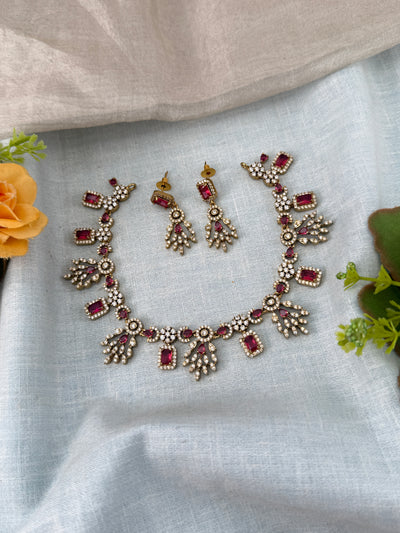 White Stone Necklace in Choker Short Designer Style | N0433 A