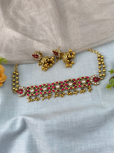 Jadau Kundan Choker Necklace Premium | N0455
