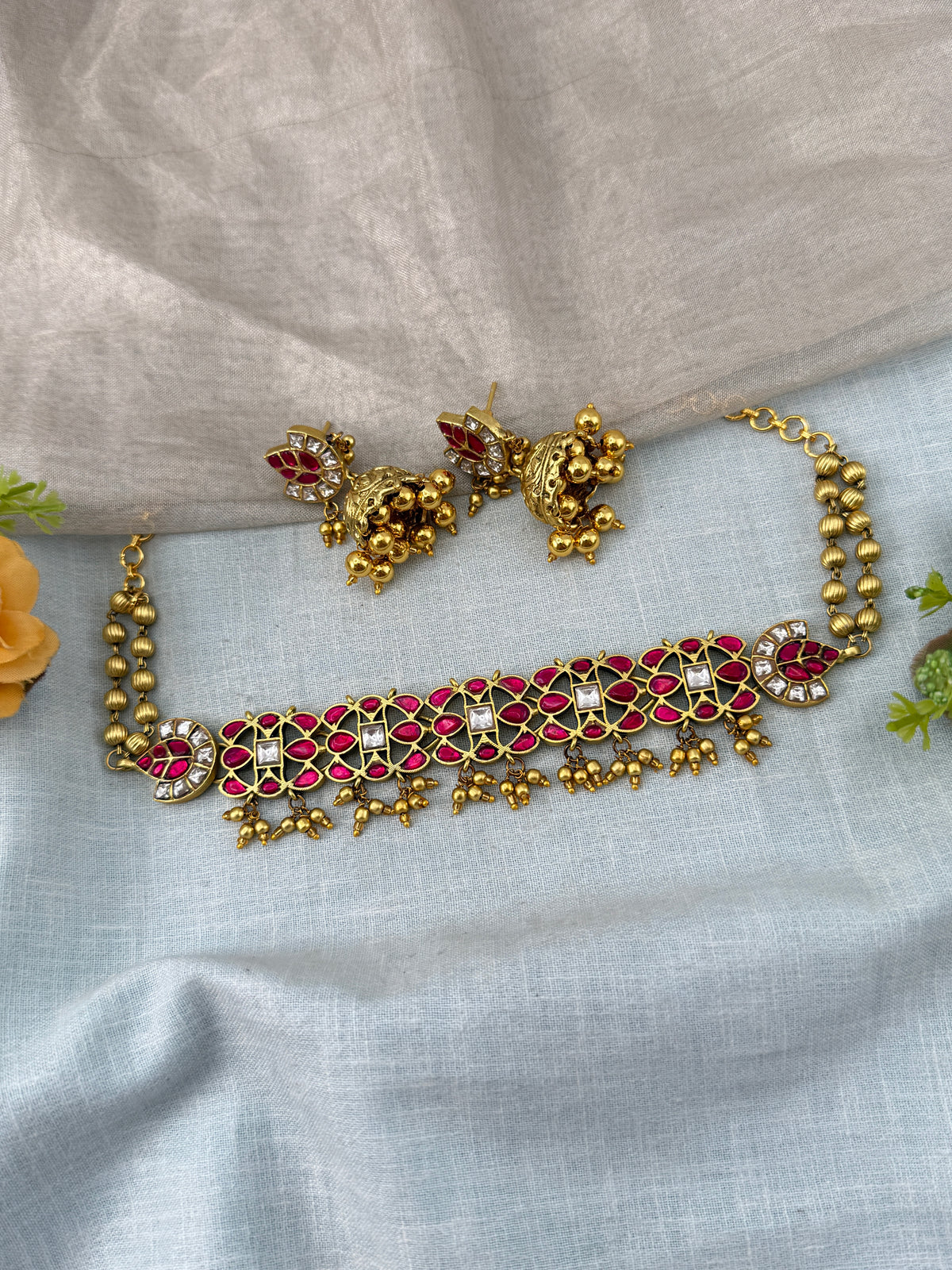 Jadau Kundan Choker Necklace Premium | N0455