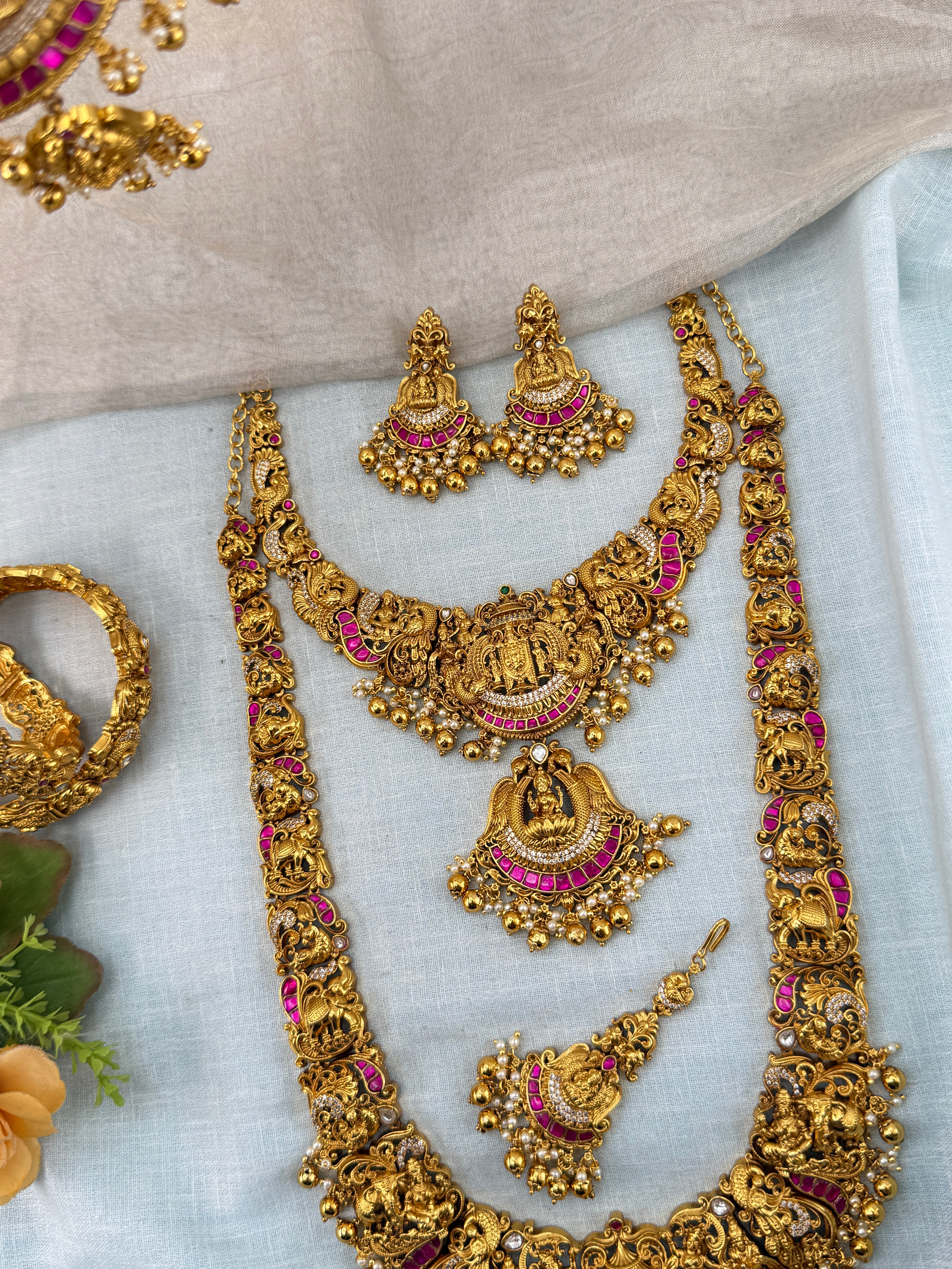 Antique Bridal Necklace Venkateshwara Lakshmi Kalyana Premium Full Set | N0448