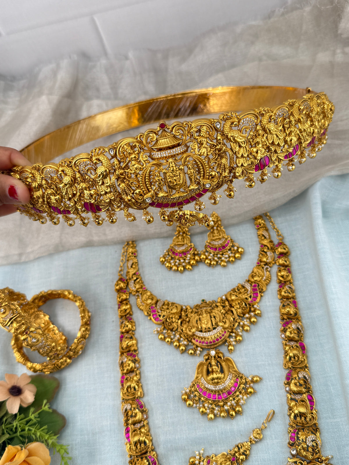 Antique Bridal Necklace Venkateshwara Lakshmi Kalyana Premium Full Set | N0448