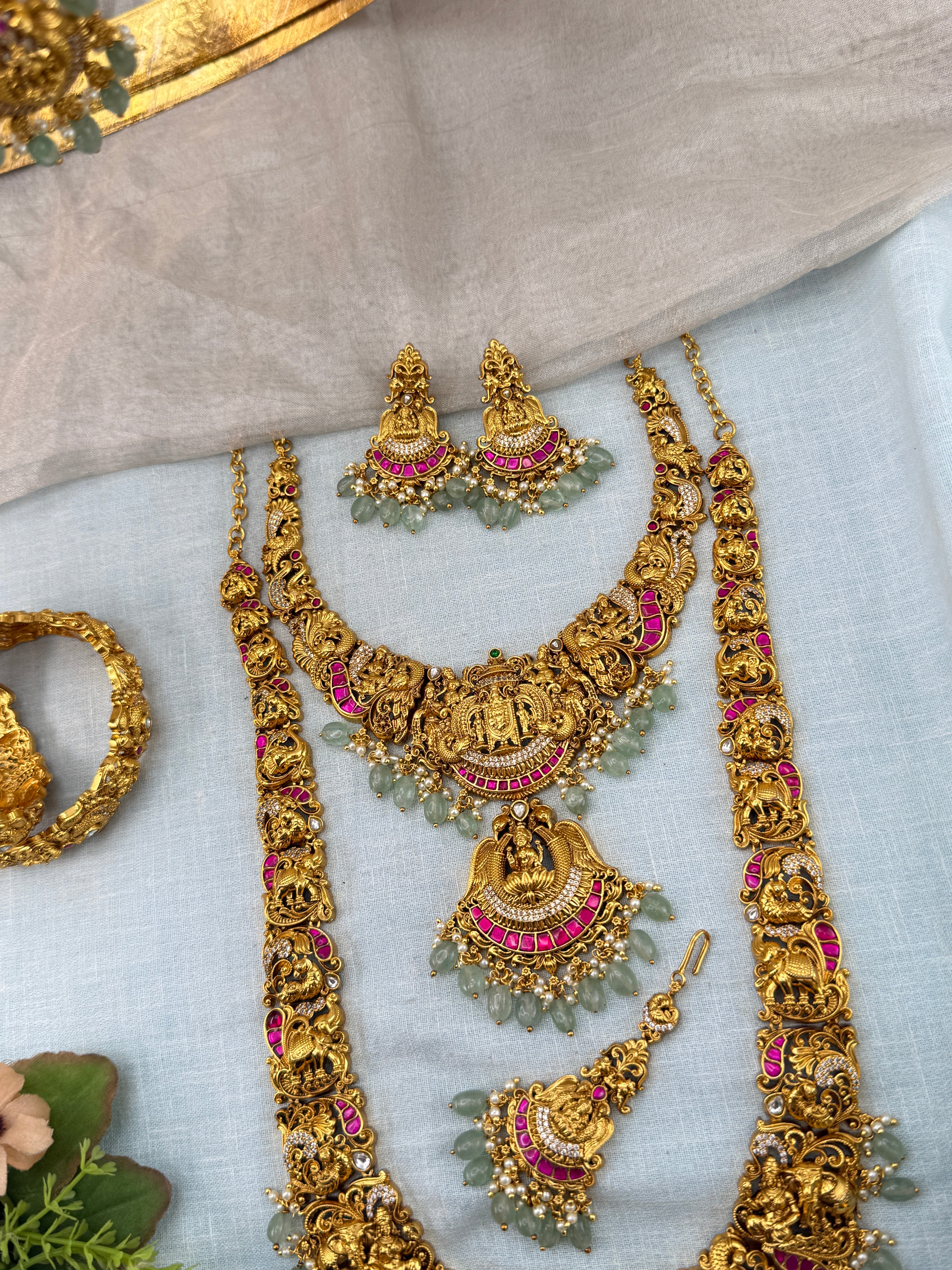 Antique Bridal Necklace Venkateshwara Lakshmi Kalyana Premium Full Set | N0447