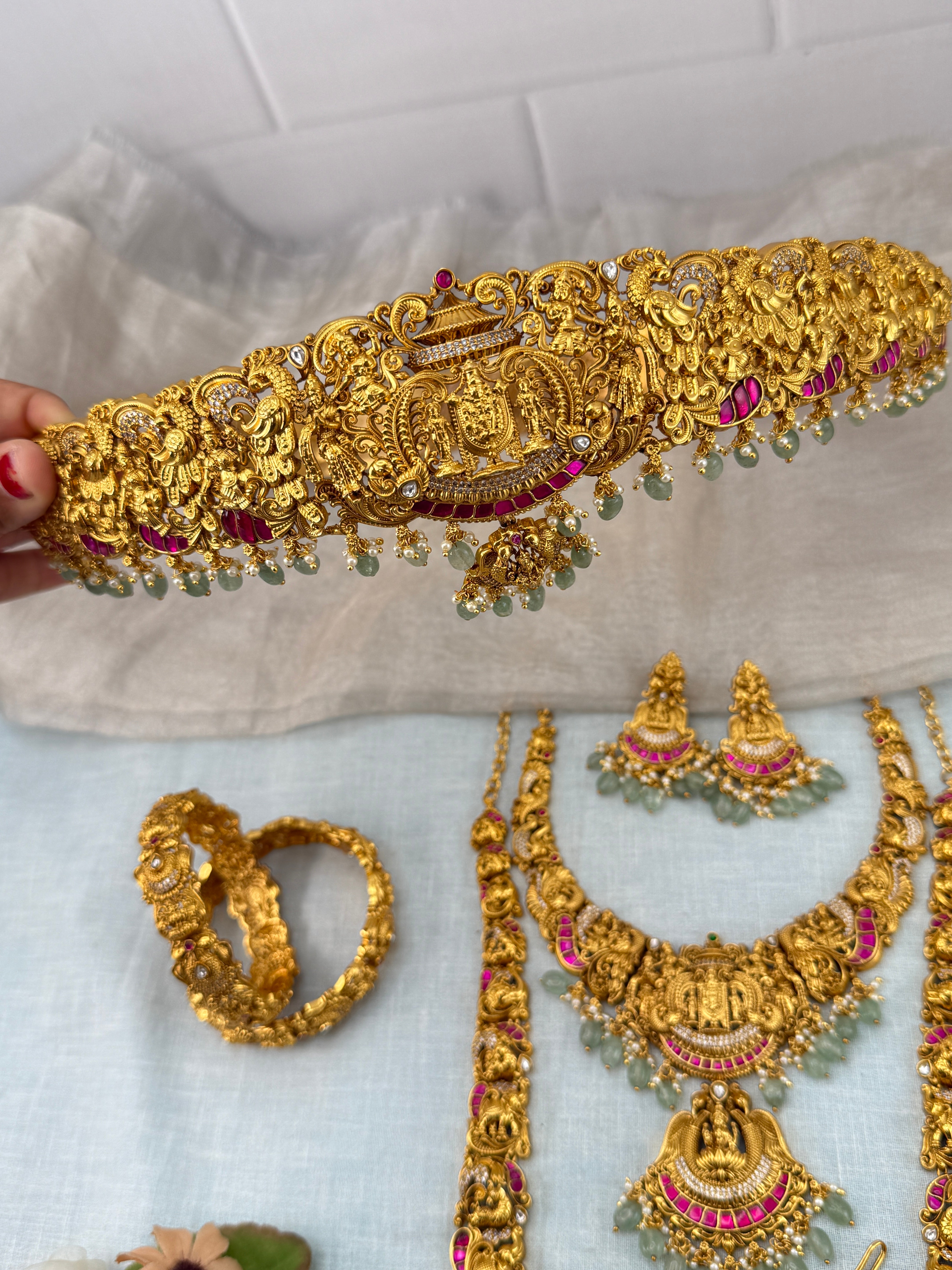 Antique Bridal Necklace Venkateshwara Lakshmi Kalyana Premium Full Set | N0447