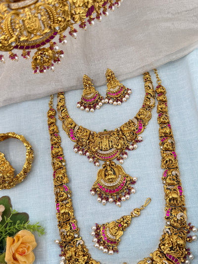 Antique Bridal Necklace Venkateshwara Lakshmi Kalyana Premium Full Set | N0446