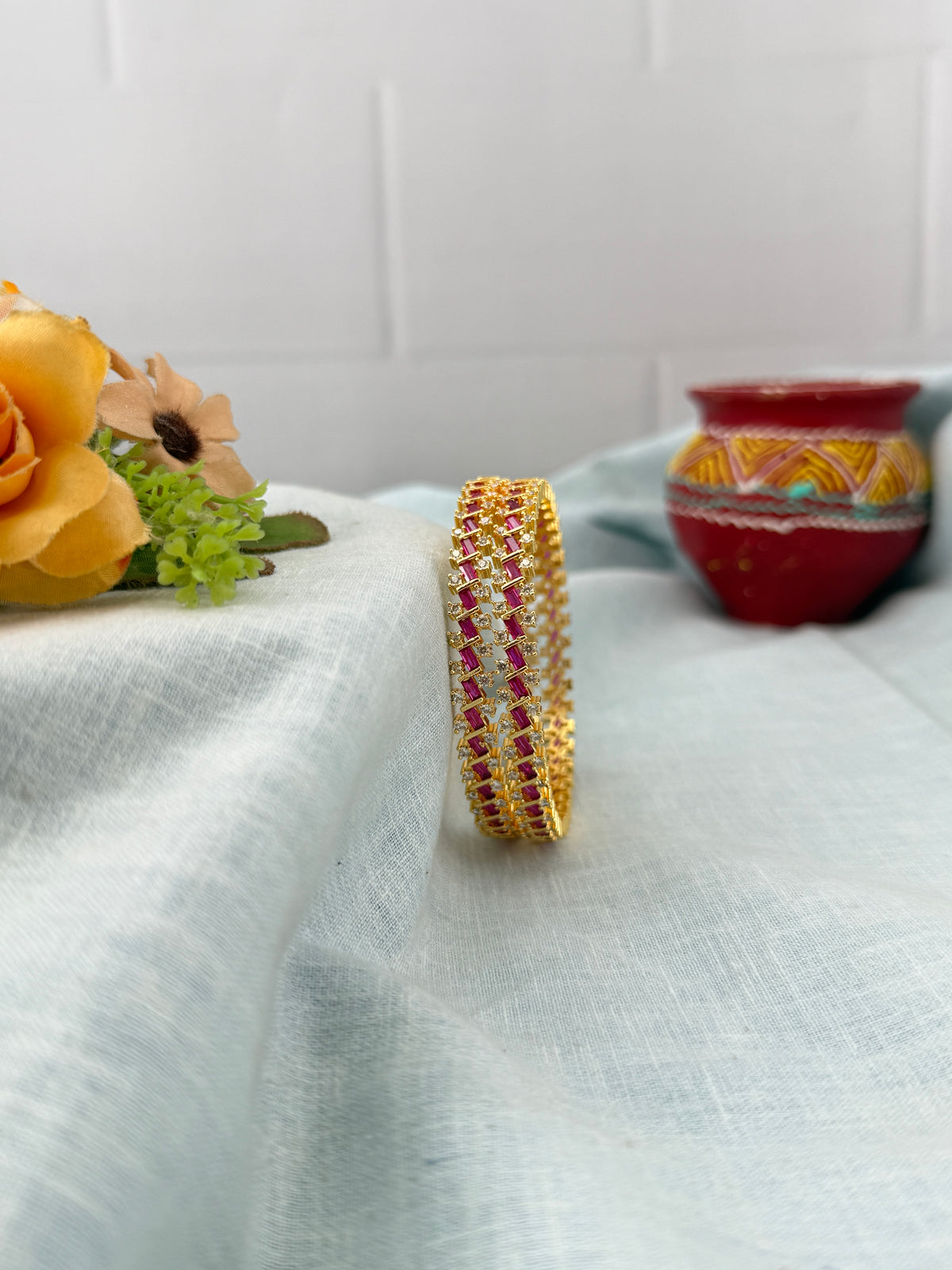 Antique temple style bridal bangles for women by Mahila