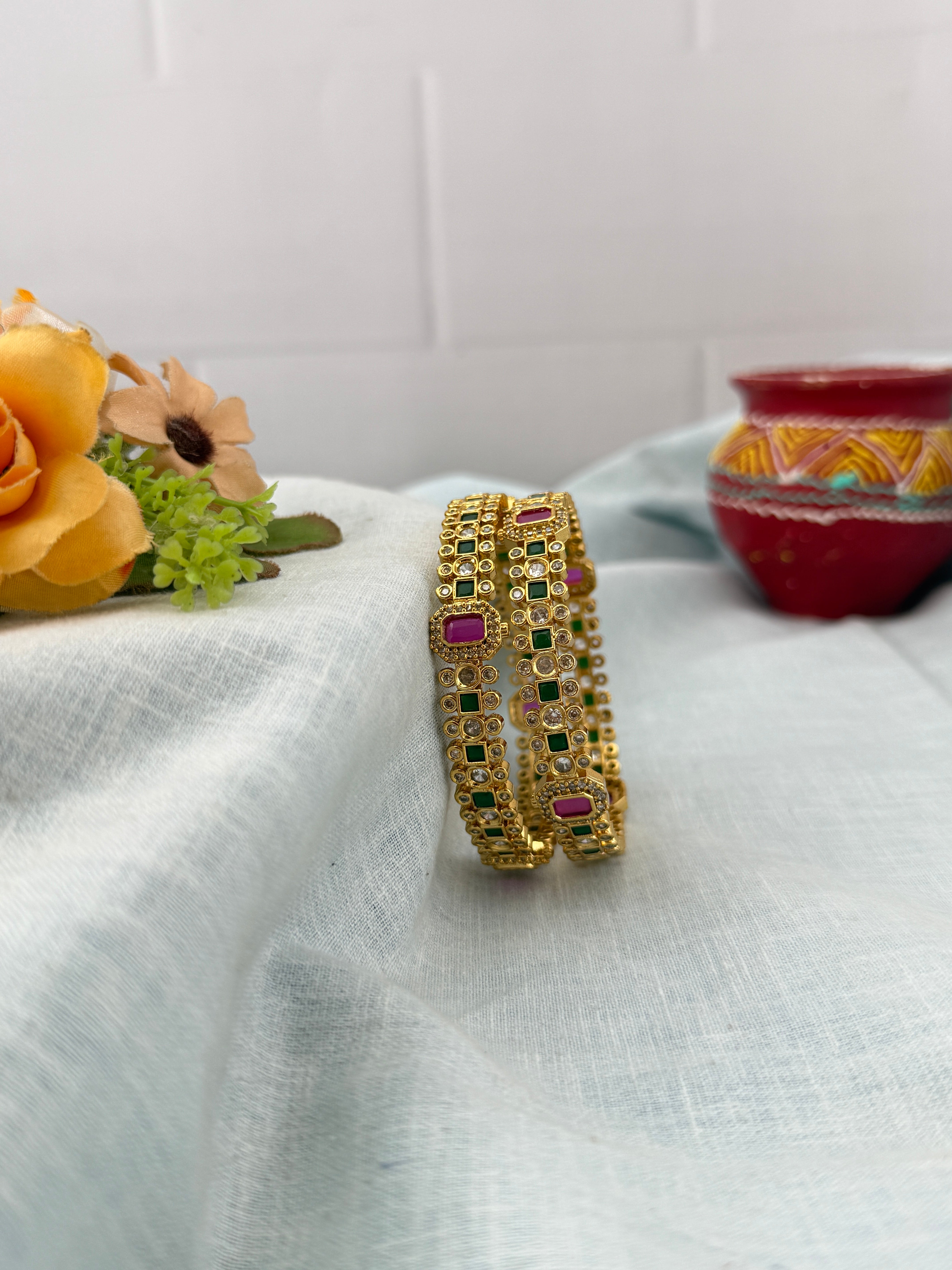 Antique temple style bridal bangles for women by Mahila