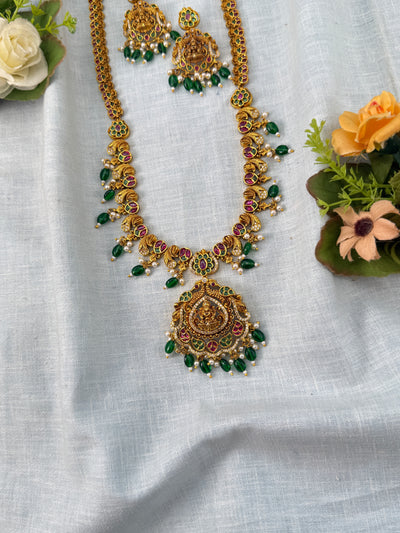 Antique Necklace Lakshmi Pendant Long Set | N0473