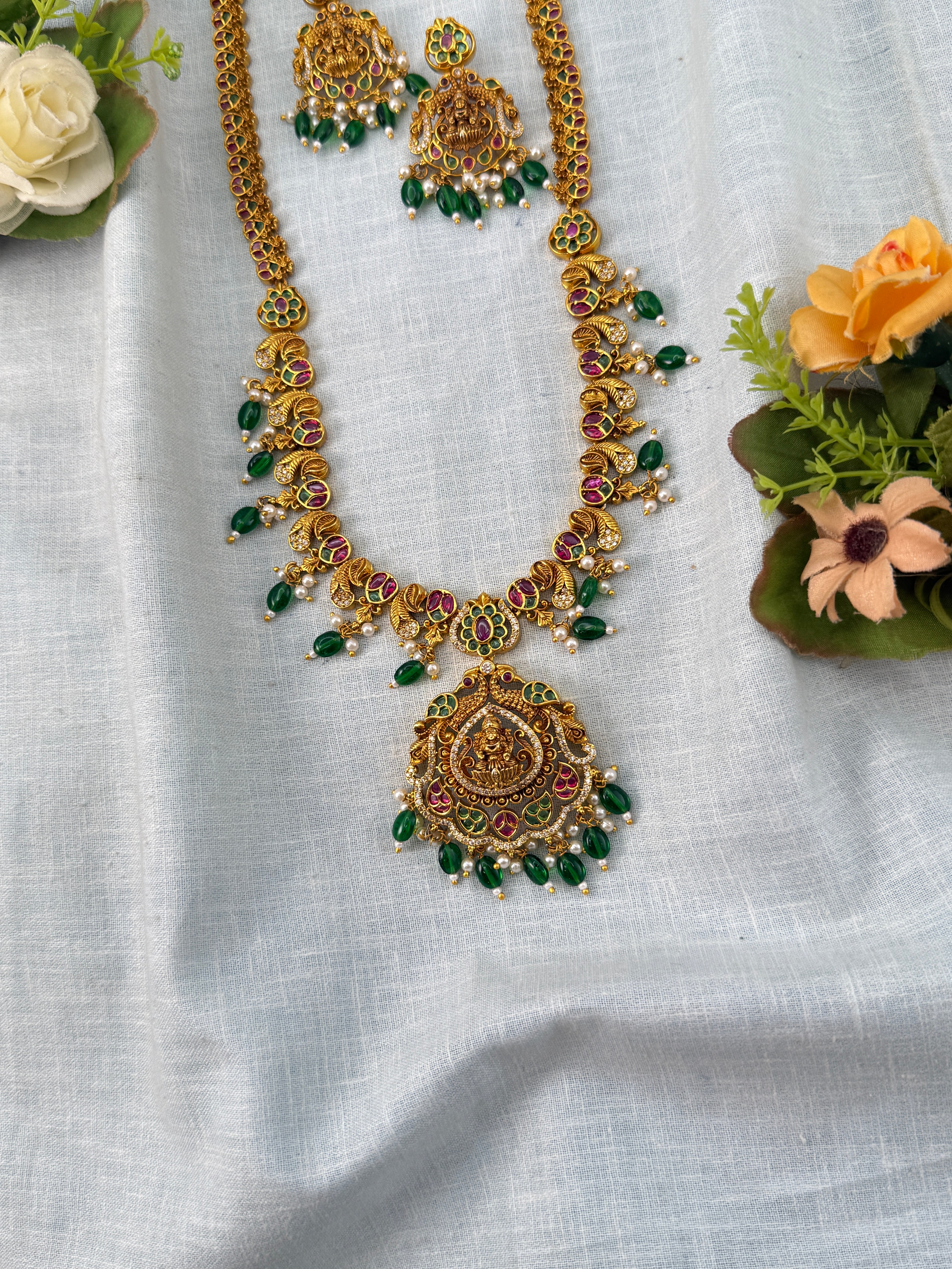 Antique Necklace Lakshmi Pendant Long Set | N0473
