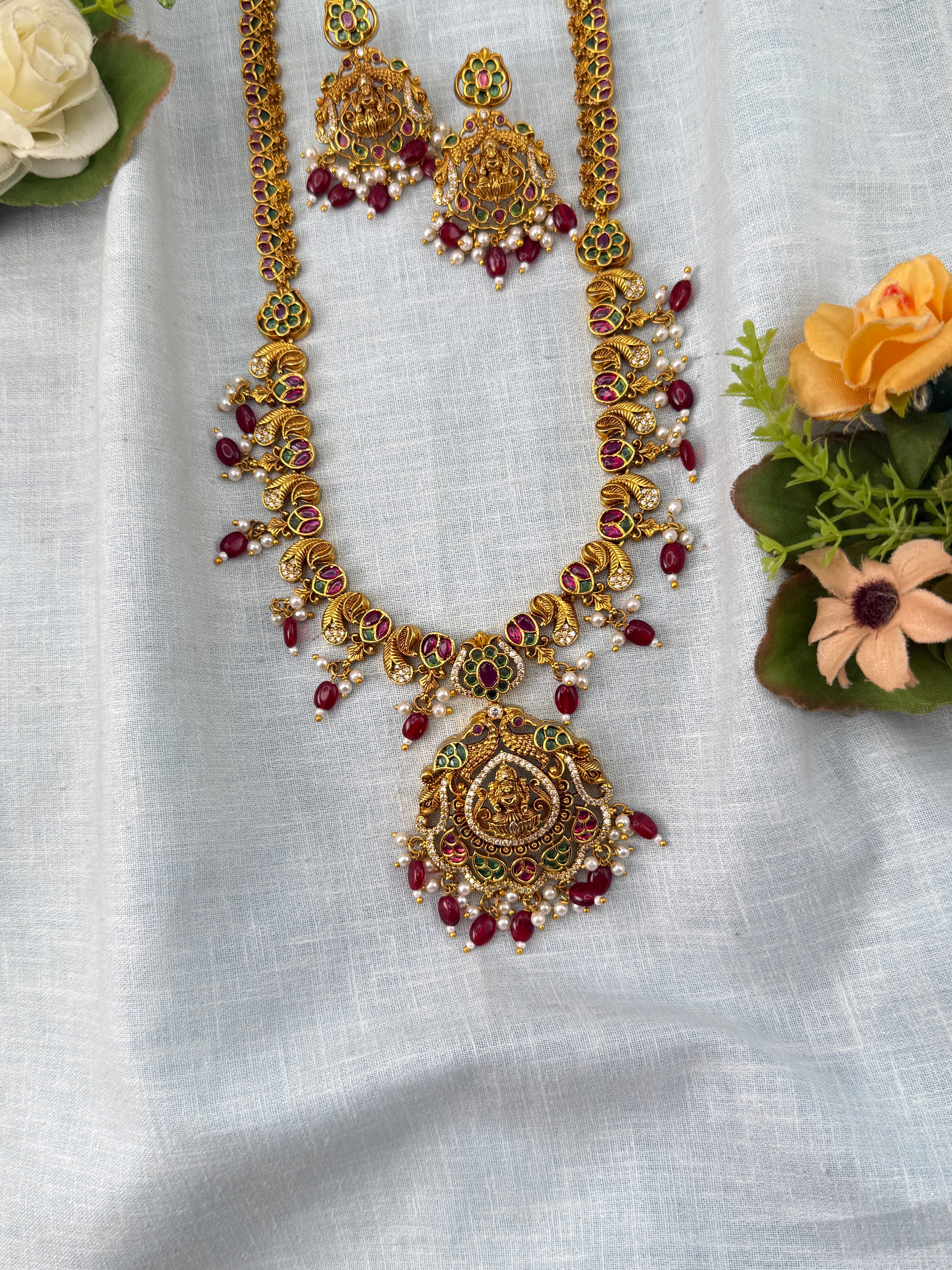 Antique Necklace Lakshmi Pendant Long Set | N0473 A