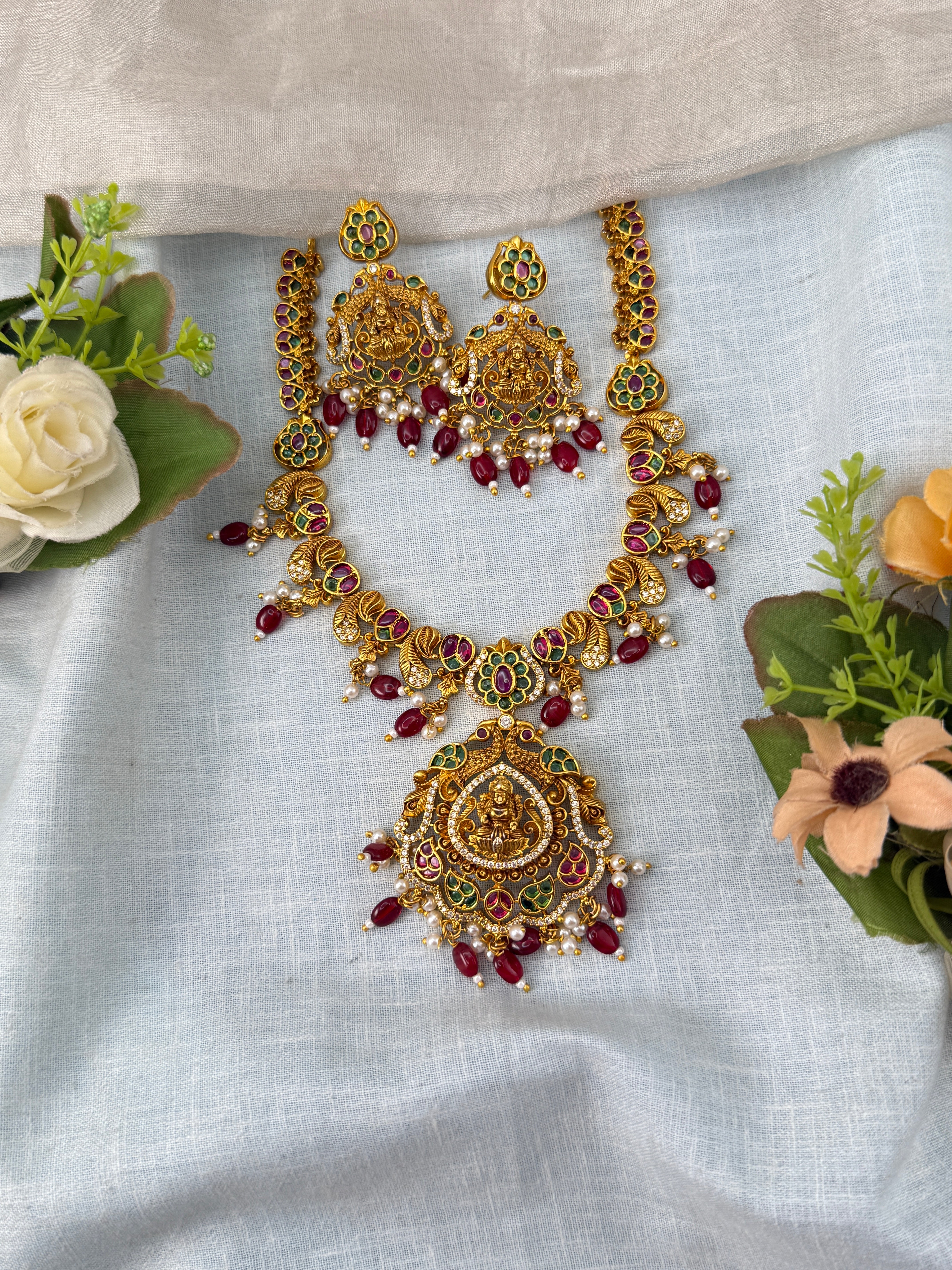 Antique Necklace Lakshmi Pendant Long Set | N0469 A