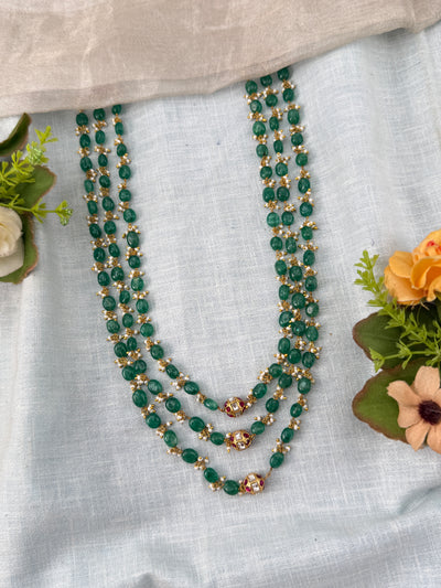 Jadau Kundan Three Layer Statement Necklace Set Premium | N0463