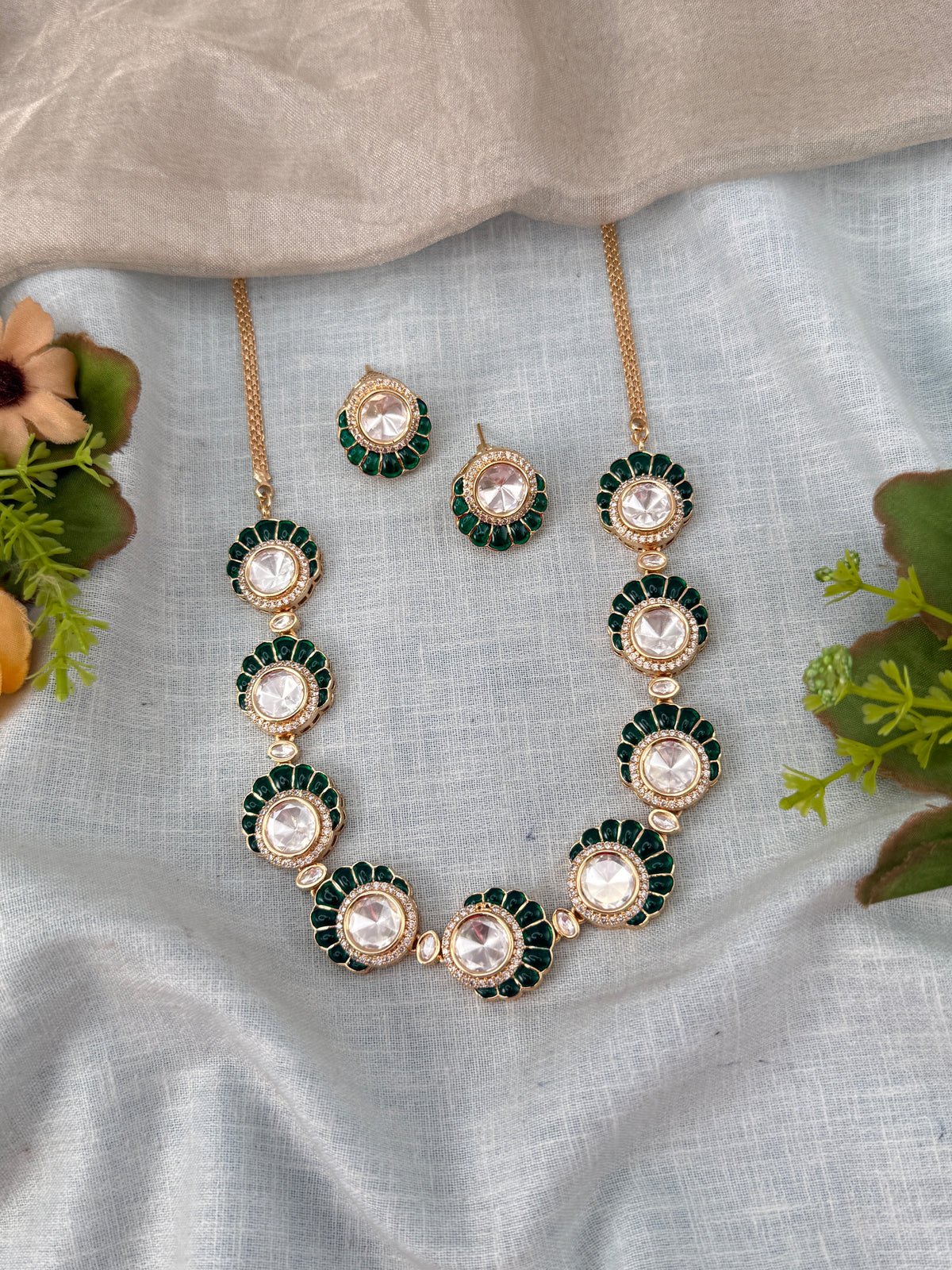 Kundan Necklace Elegant Stone Short Set | N0492