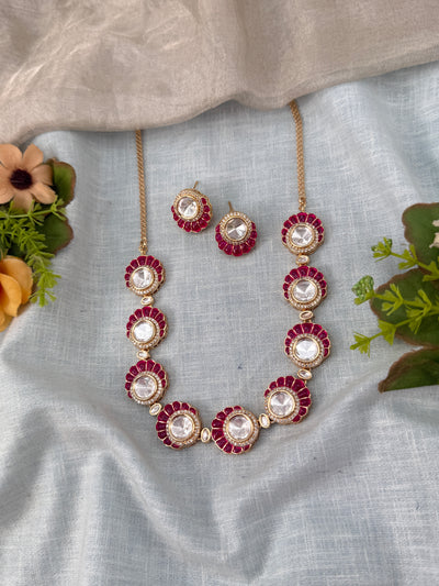 Kundan Necklace Elegant Stone Short Set | N0491