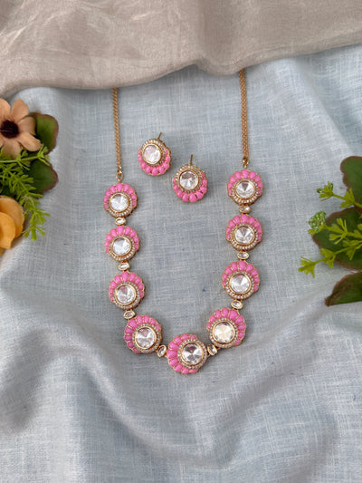 Kundan Necklace Elegant Stone Short Set | N0489