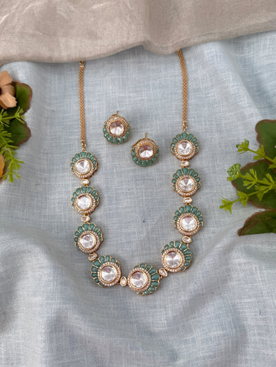 Kundan Necklace Elegant Stone Short Set | N0488
