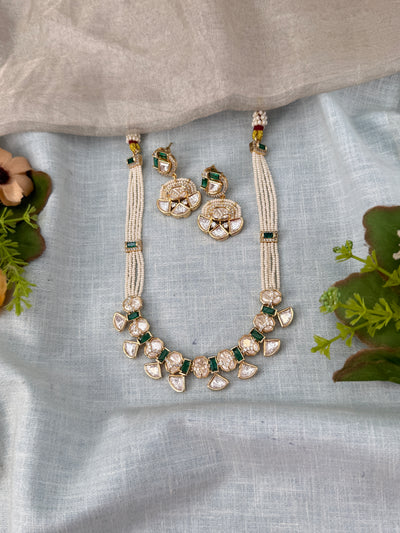 Kundan Necklace Pearl Layer Luxury Short Set | N0481