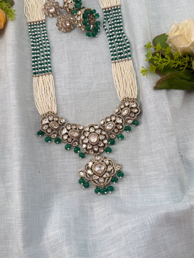Kundan Necklace Layer Luxury Long Pendant Set | N0493