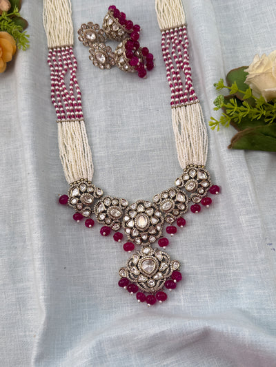 Kundan Necklace Layer Luxury Long Pendant Set | N0494